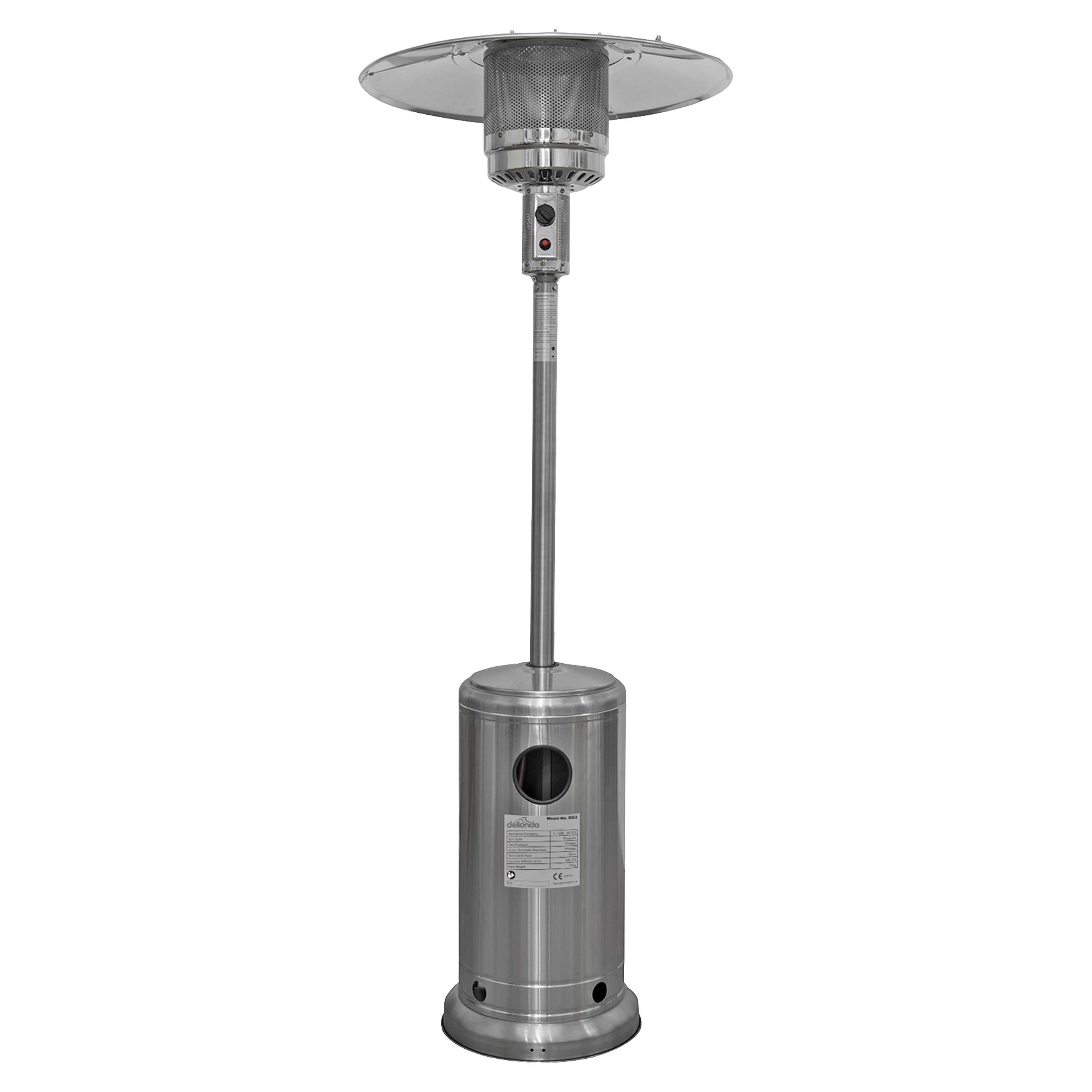 Freestanding Gas Patio Heater 13kW with wheels, Stainless Steel - DG2