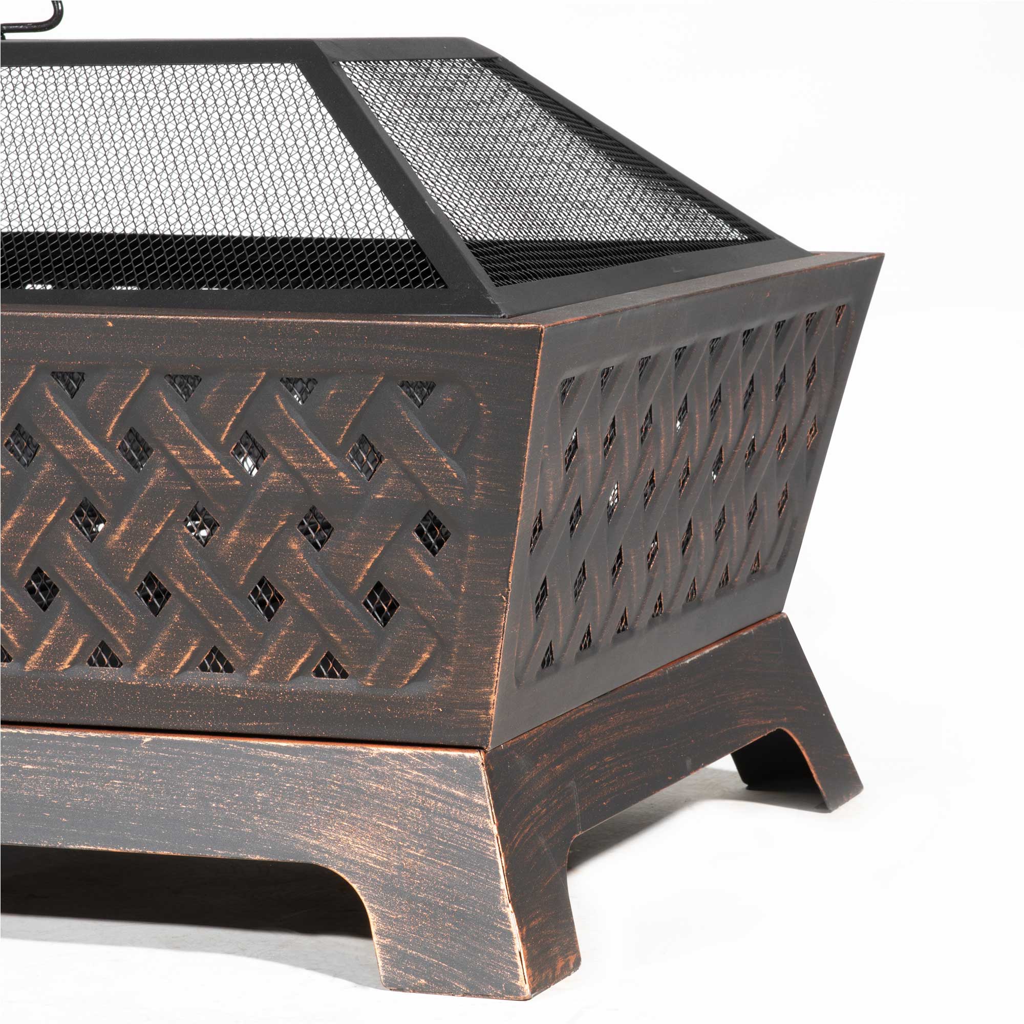 35" Rectangular Outdoor Fire Pit, Antique Bronze Effect - DG44