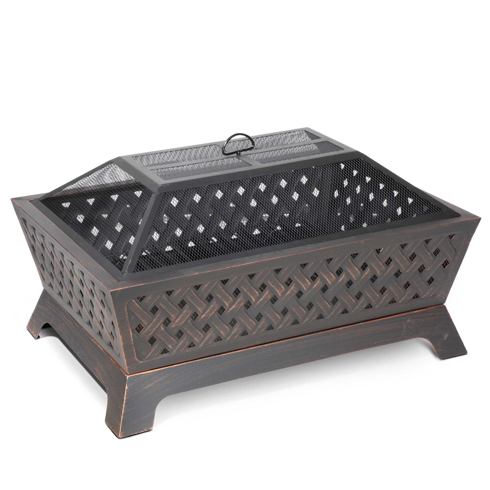 35" Rectangular Outdoor Fire Pit, Antique Bronze Effect - DG44