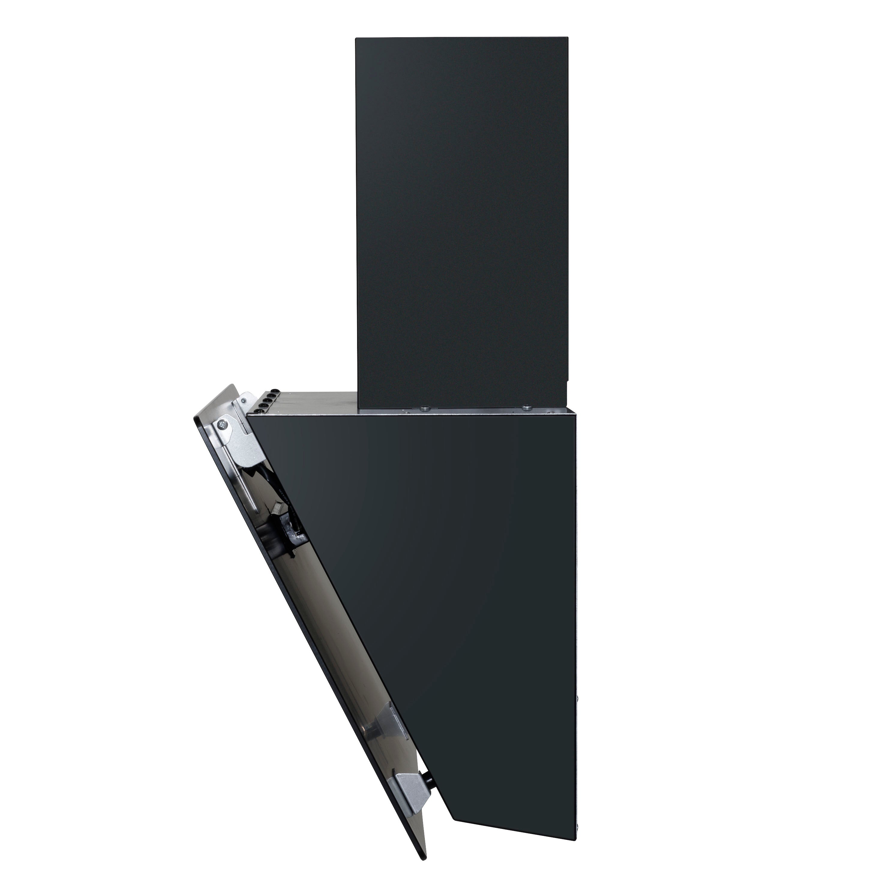 Baridi 60cm Angled Chimney Cooker Hood with Carbon Filters, Touch Controls & LED Lamp, Black Glass - DH105