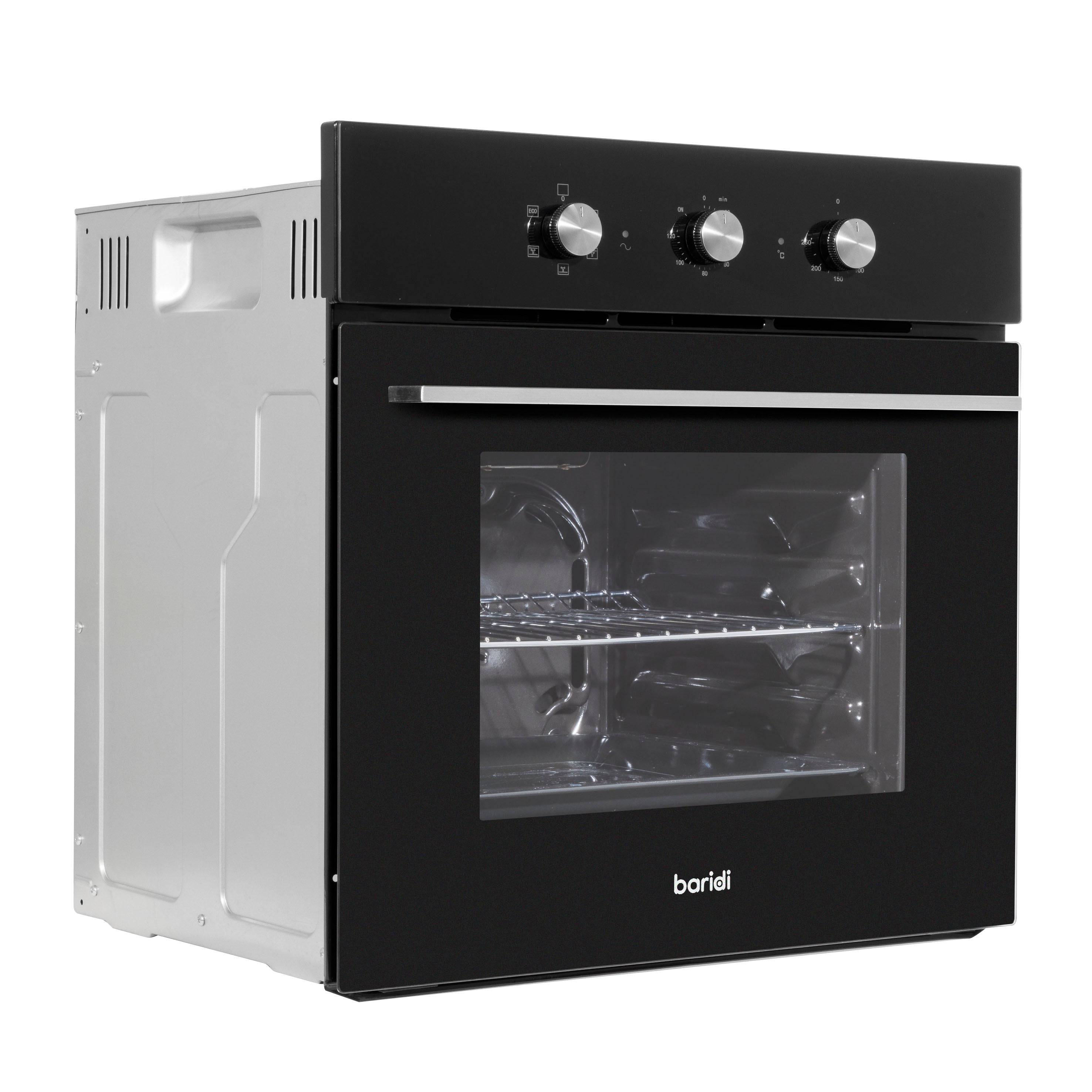 Baridi 60cm Built-In Five Function Fan Assisted Electric Oven with Timer, 55L Capacity, Black - DH110