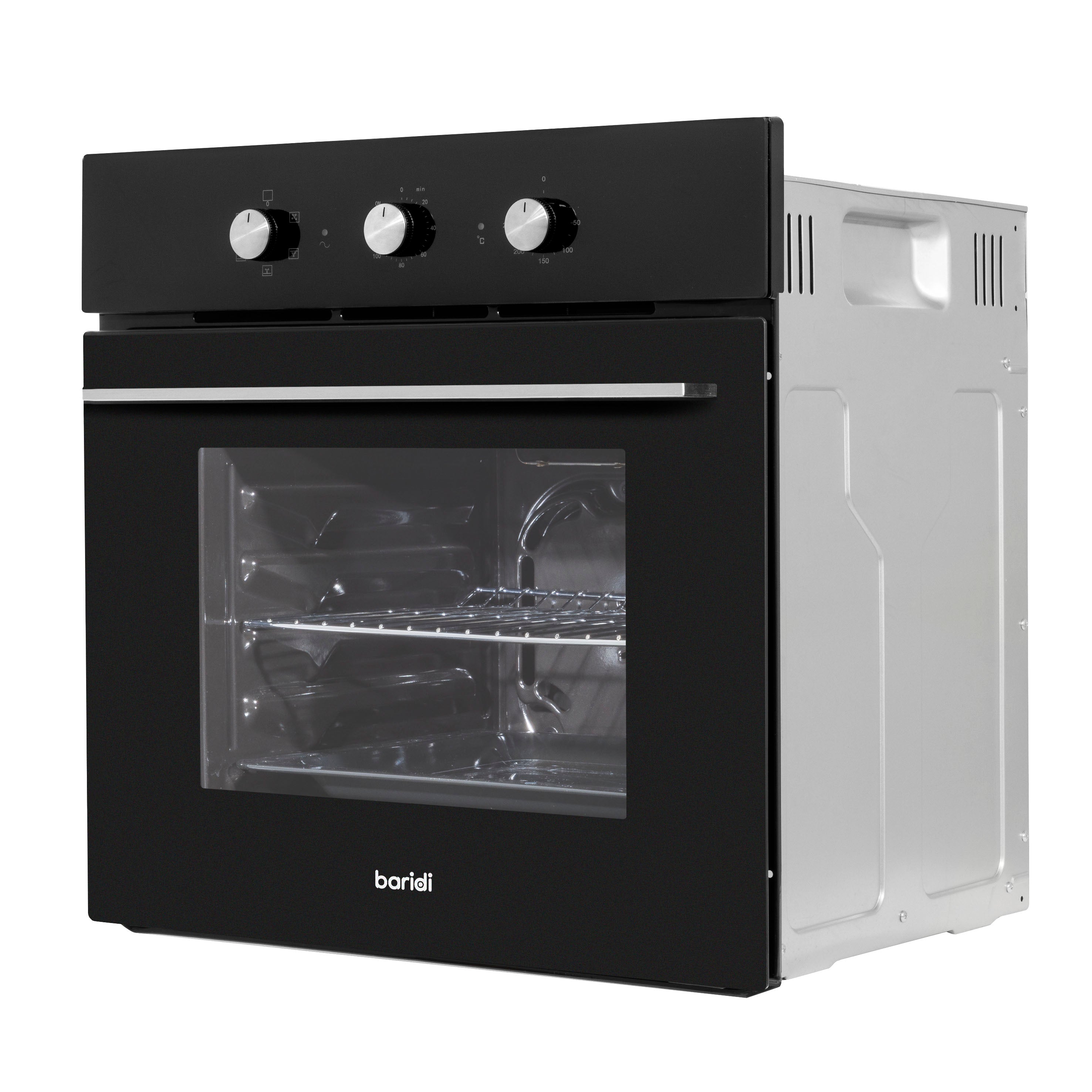 Baridi 60cm Built-In Five Function Fan Assisted Electric Oven with Timer, 55L Capacity, Black - DH110