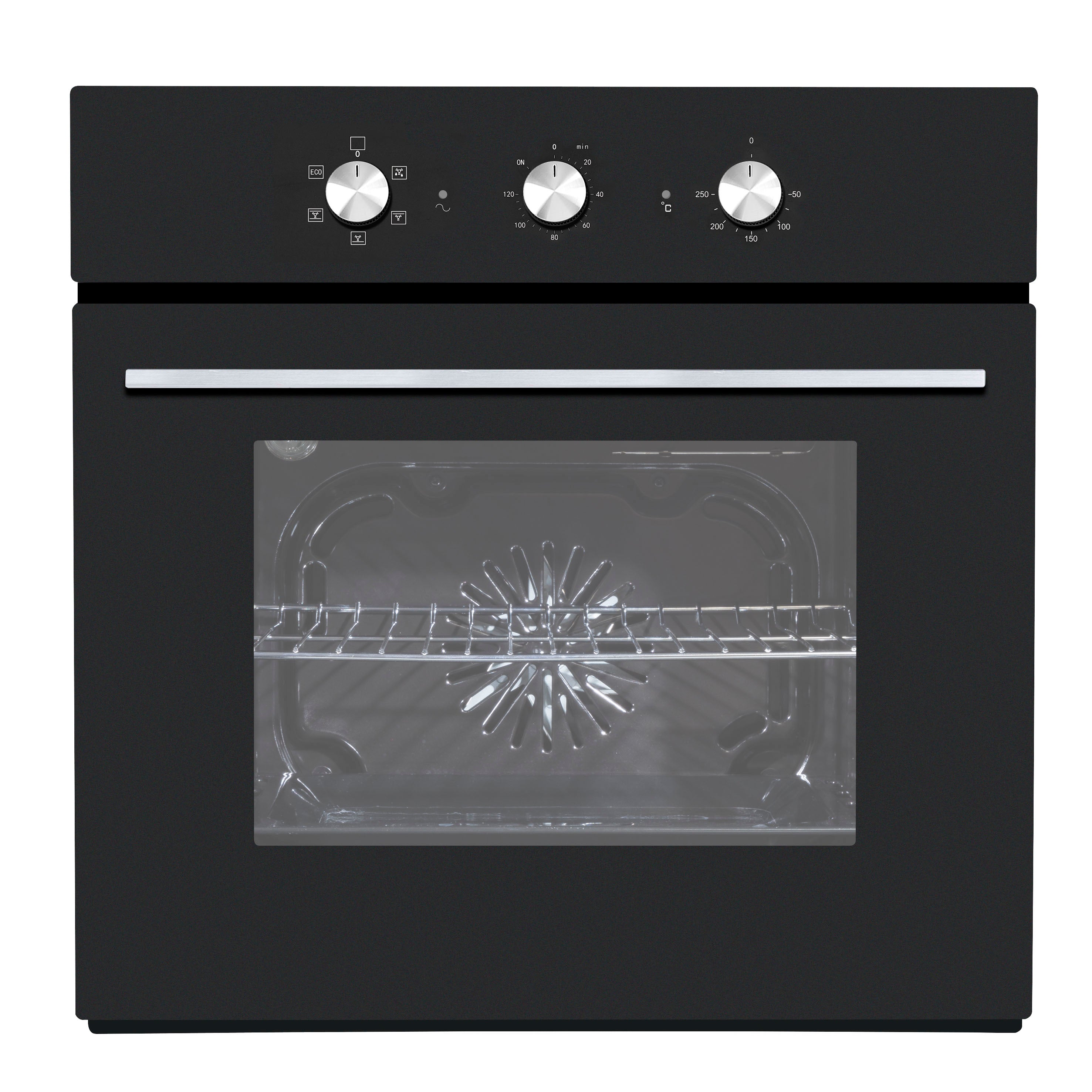 Baridi 60cm Built-In Five Function Fan Assisted Electric Oven with Timer, 55L Capacity, Black - DH110