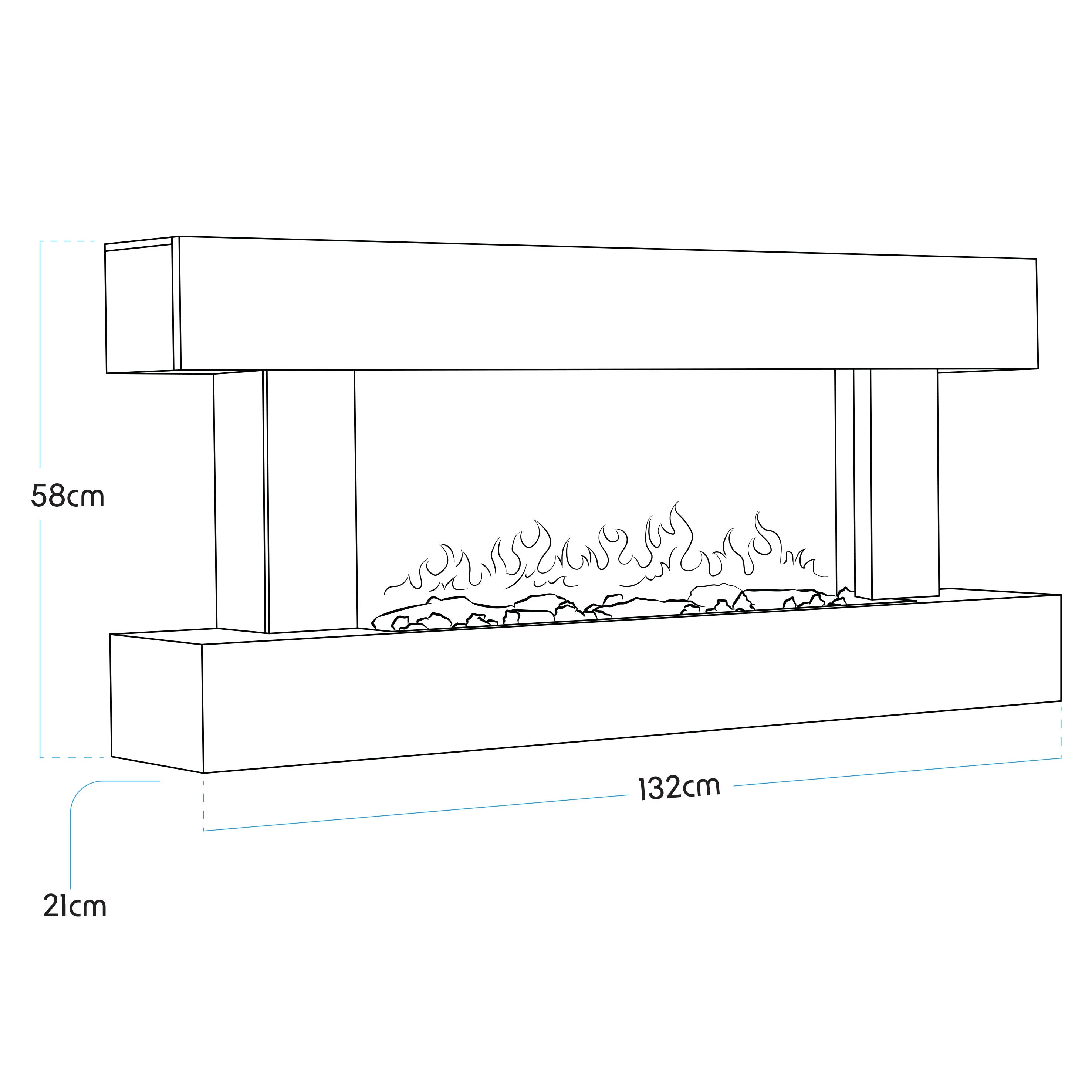 Baridi 52" Electric Fireplace, Wall Mounting with LED Flame Effects, Grey - DH112