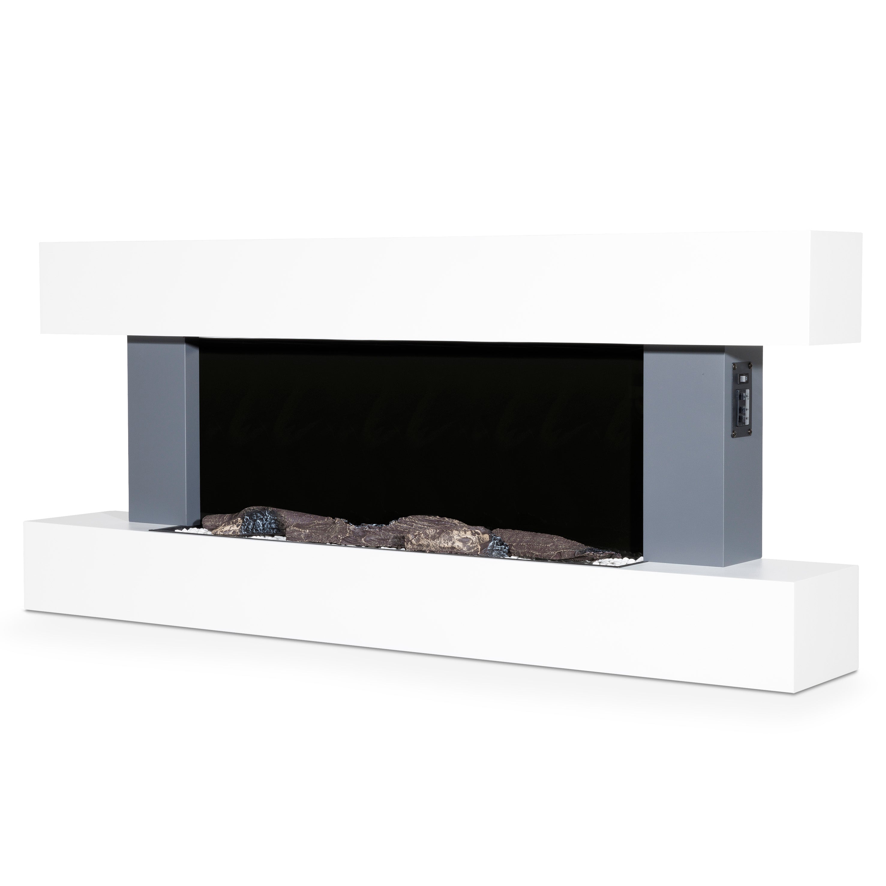 Baridi 52" Electric Fireplace, Wall Mounting with LED Flame Effects, Grey - DH112