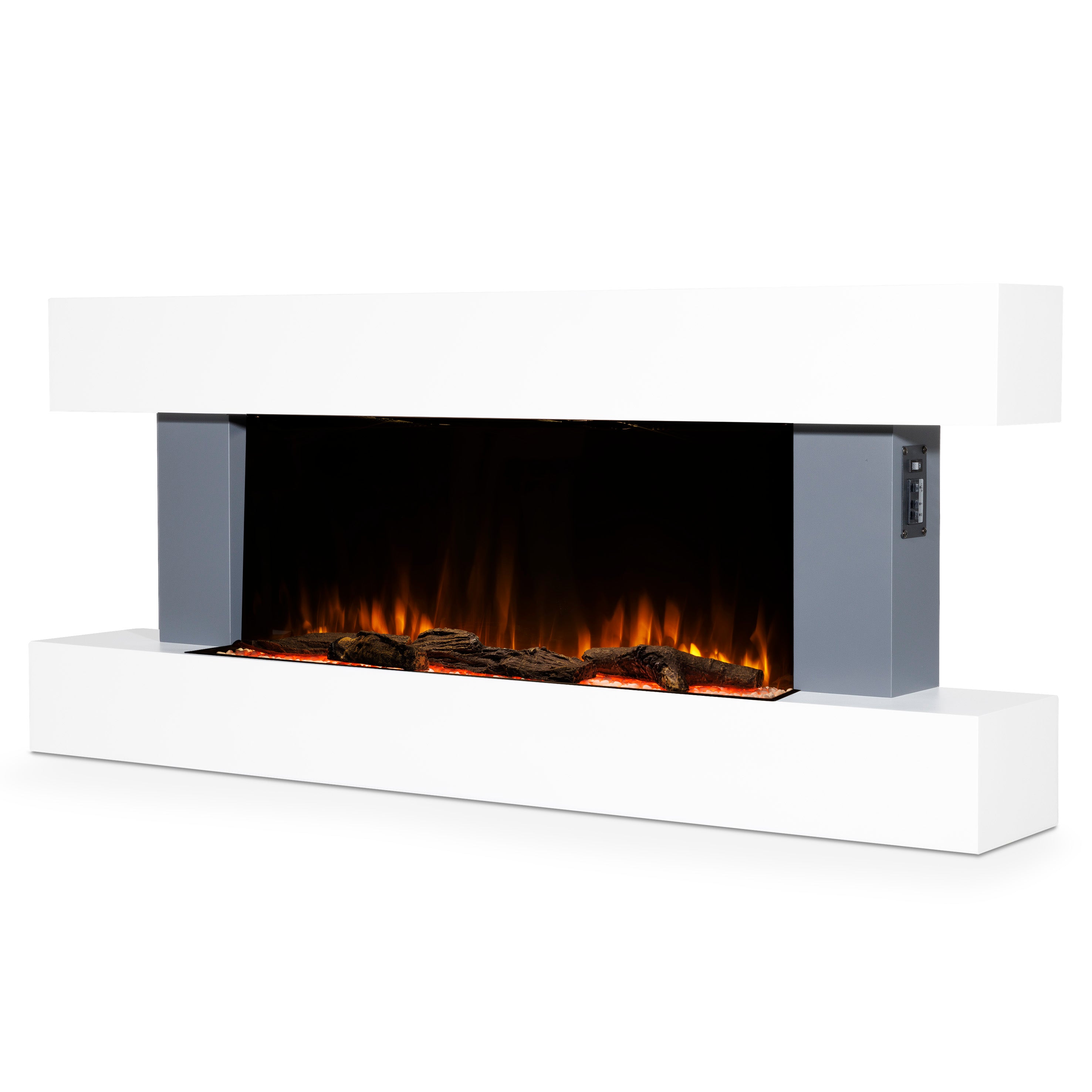 Baridi 52" Electric Fireplace, Wall Mounting with LED Flame Effects, Grey - DH112