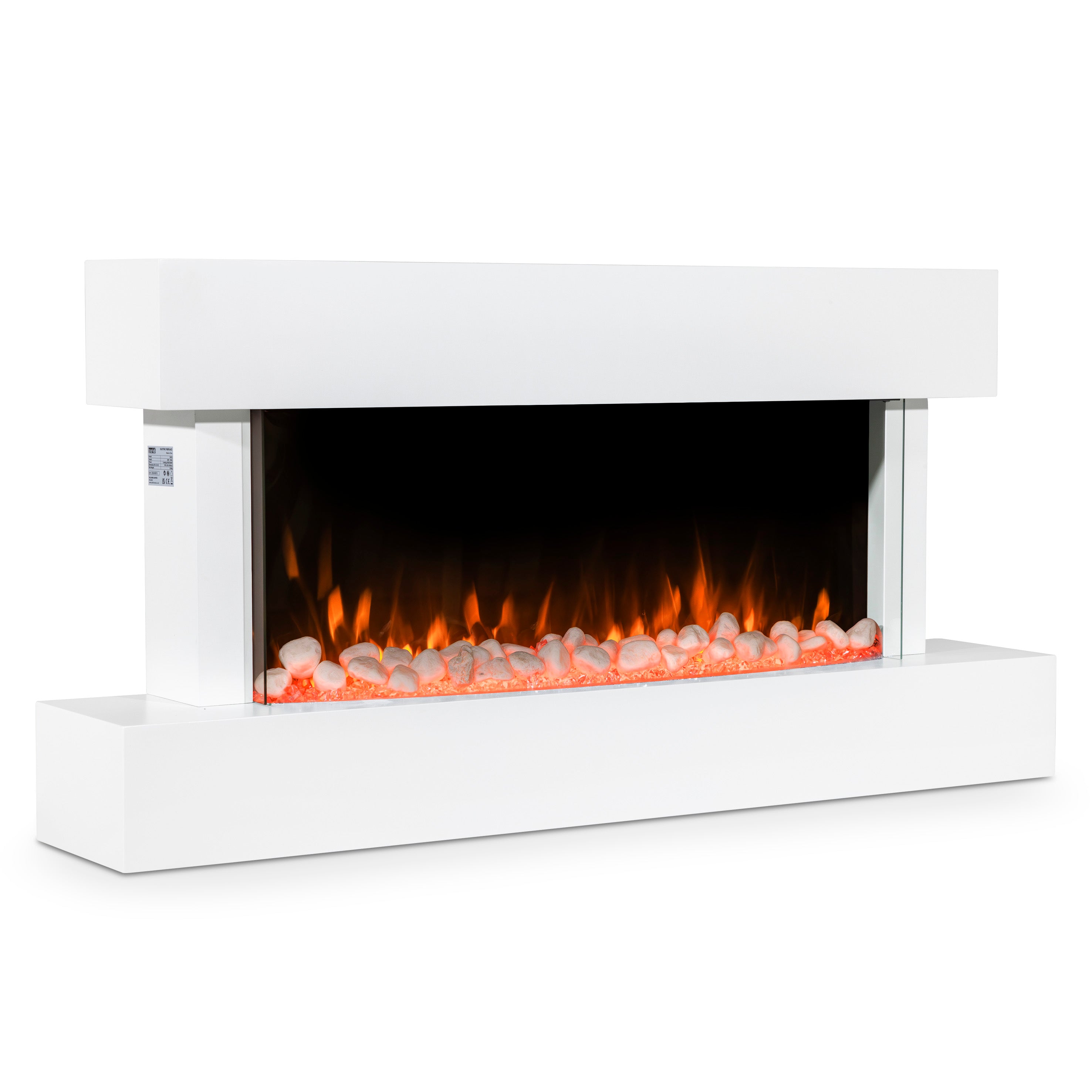 Baridi 46" Electric Fireplace, Wall Mounting with LED Flame Effects,  White - DH113