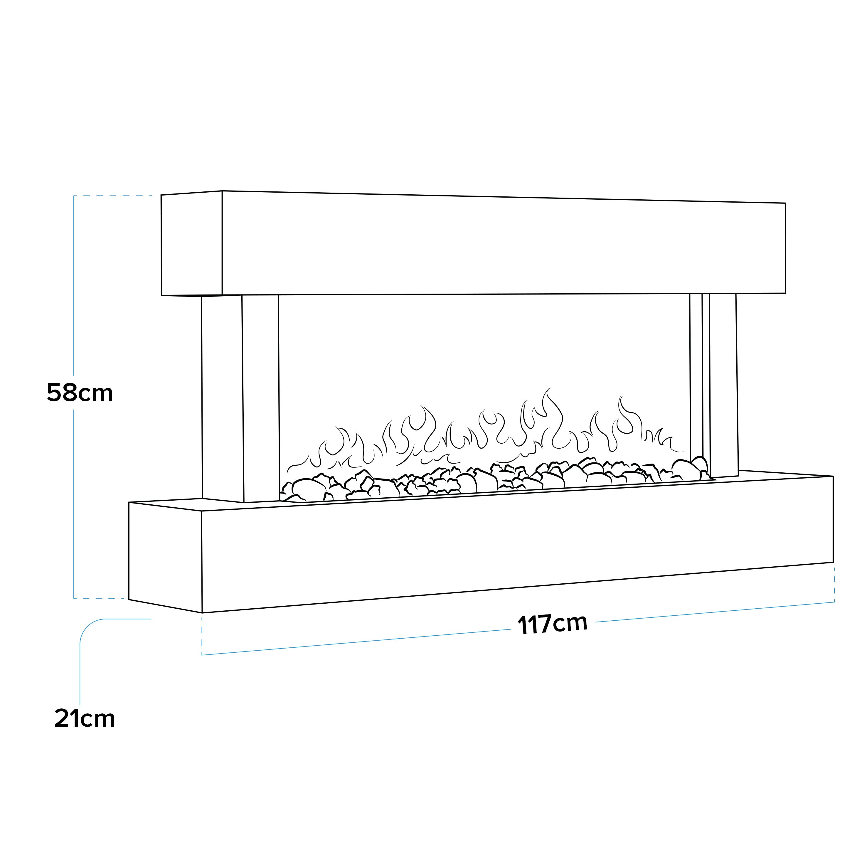 Baridi 46" Electric Fireplace, Wall Mounting with LED Flame Effects,  White - DH113