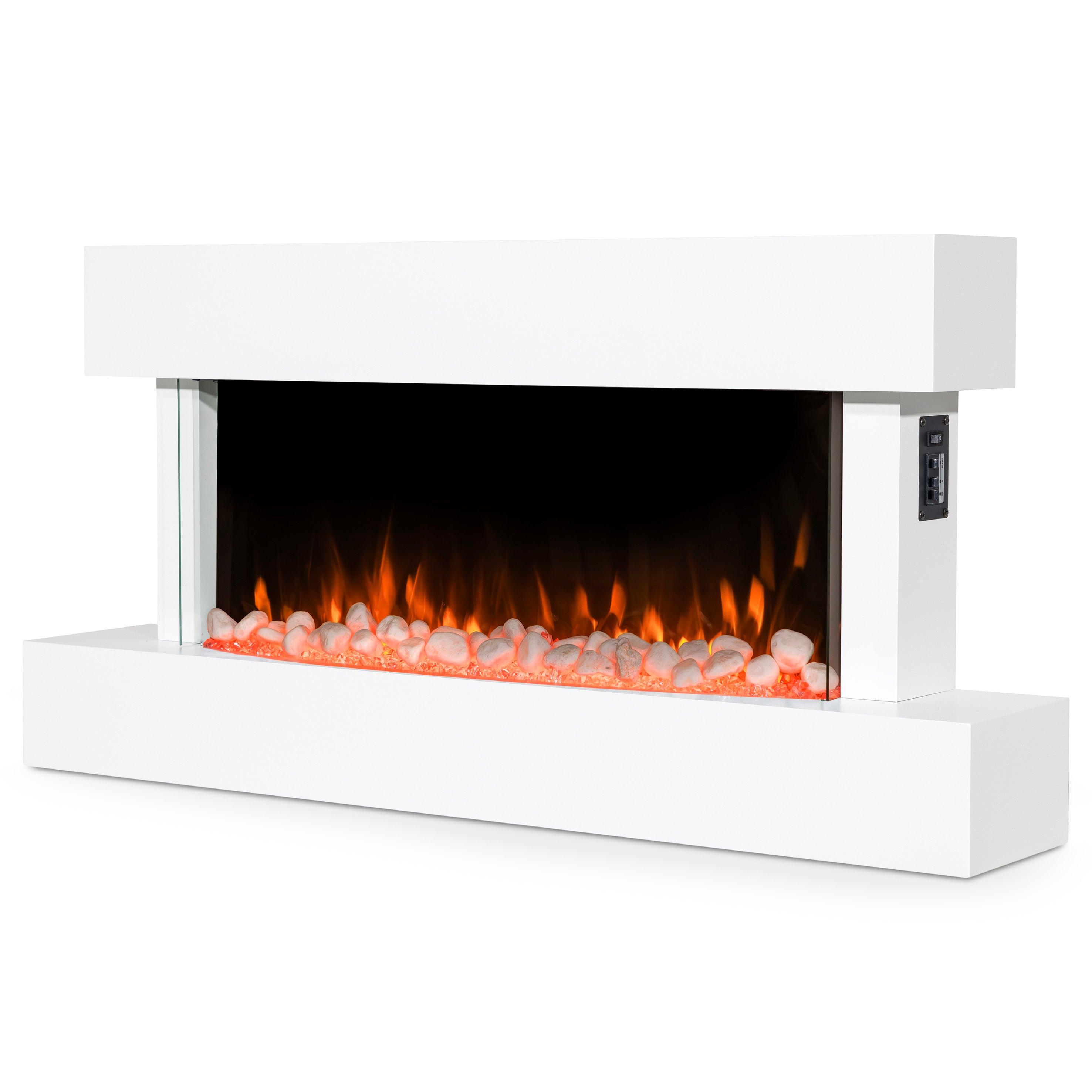 Baridi 46" Electric Fireplace, Wall Mounting with LED Flame Effects,  White - DH113