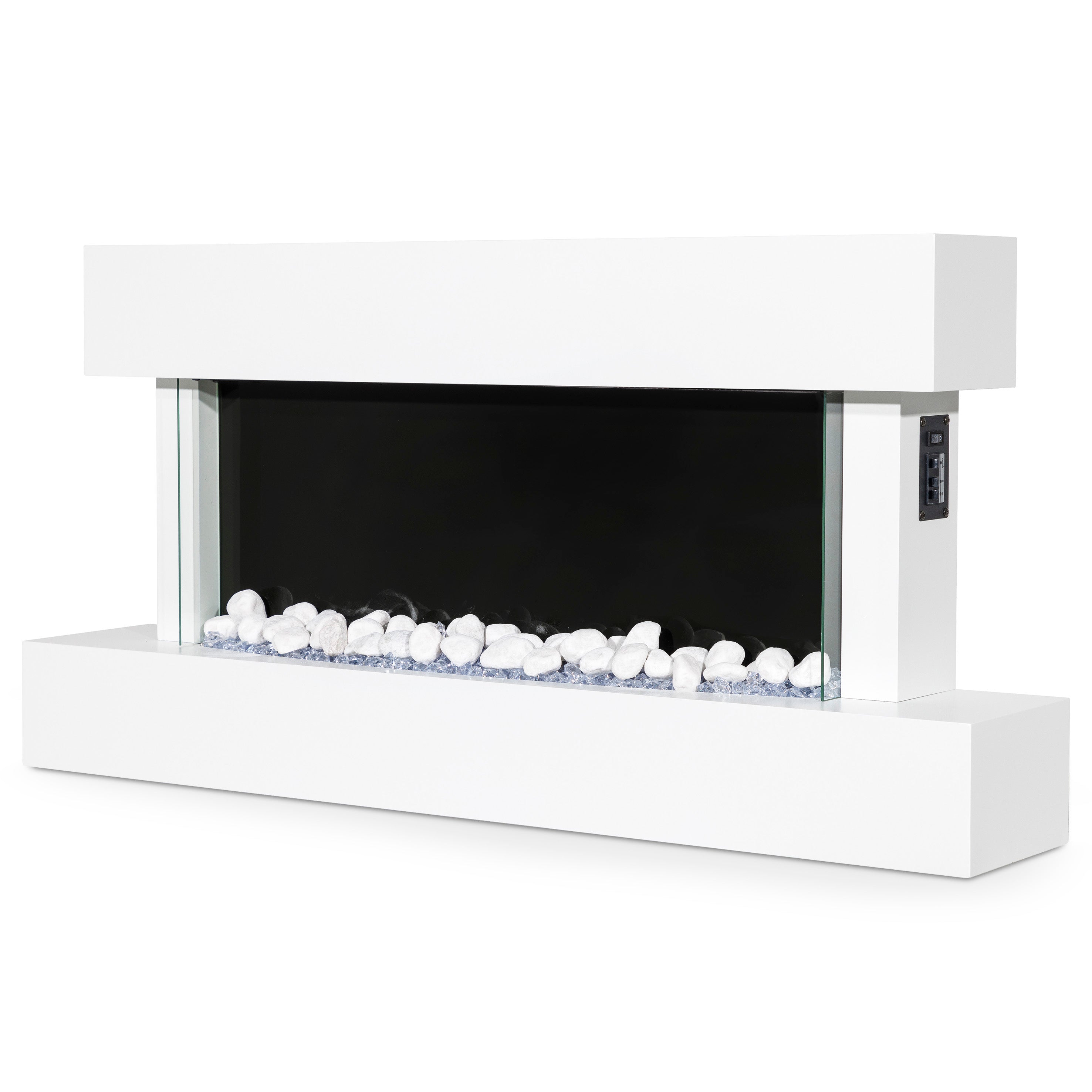 Baridi 46" Electric Fireplace, Wall Mounting with LED Flame Effects,  White - DH113