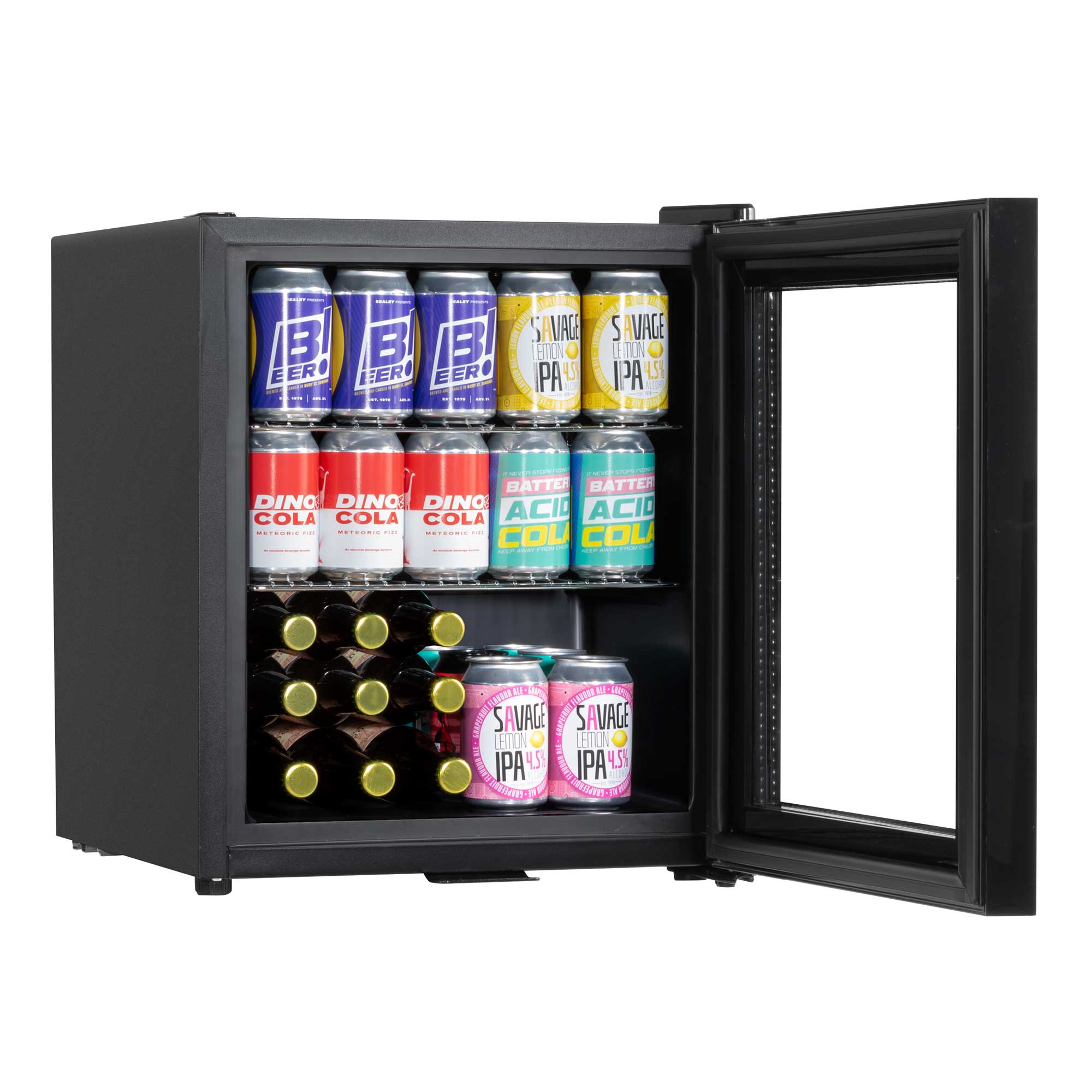 Baridi 50L Drinks/Beer & Wine Mini Cooler Fridge with LED Light, Black - DH12