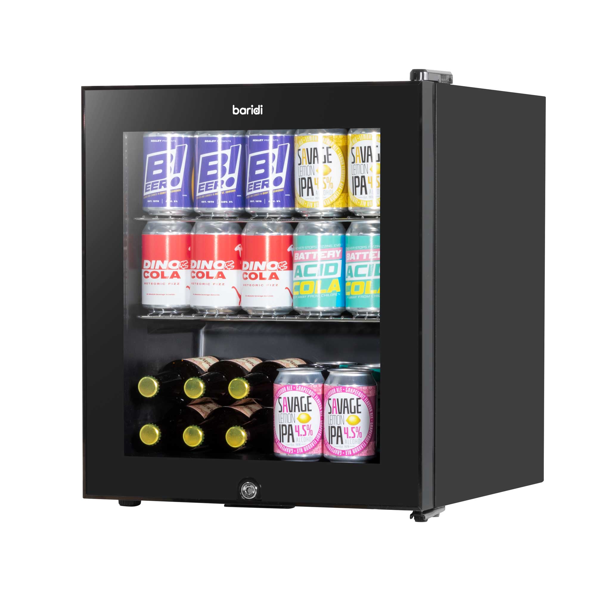 Baridi 50L Drinks/Beer & Wine Mini Cooler Fridge with LED Light, Black - DH12