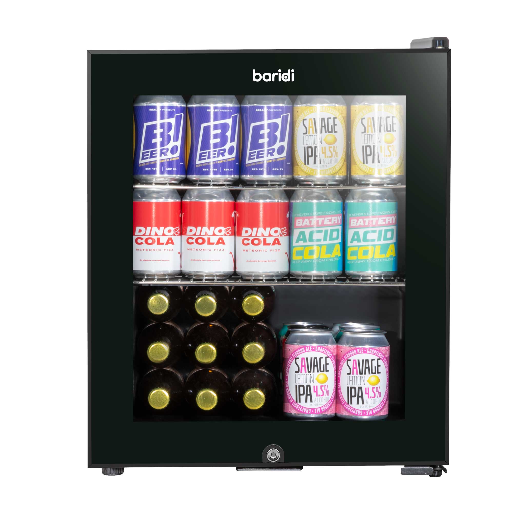 Baridi 50L Drinks/Beer & Wine Mini Cooler Fridge with LED Light, Black - DH12