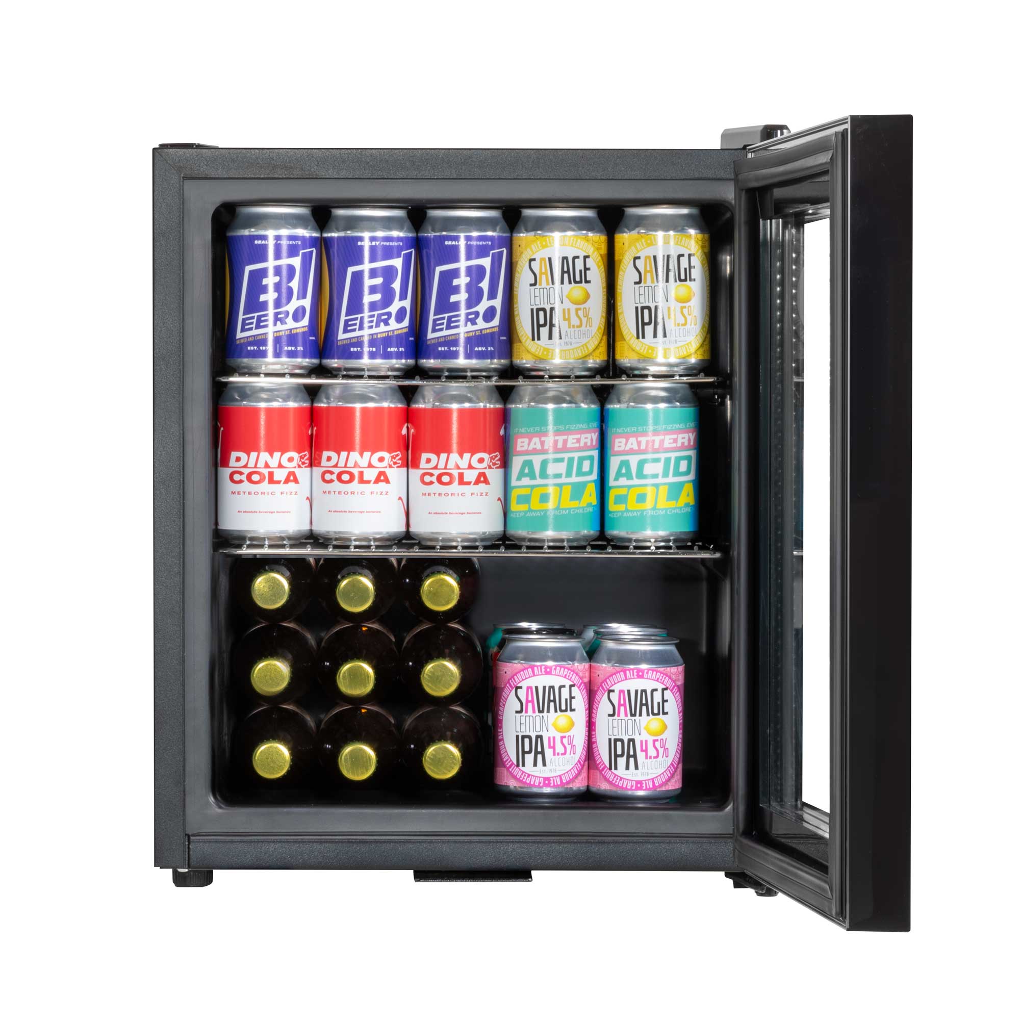 Baridi 50L Drinks/Beer & Wine Mini Cooler Fridge with LED Light, Black - DH12