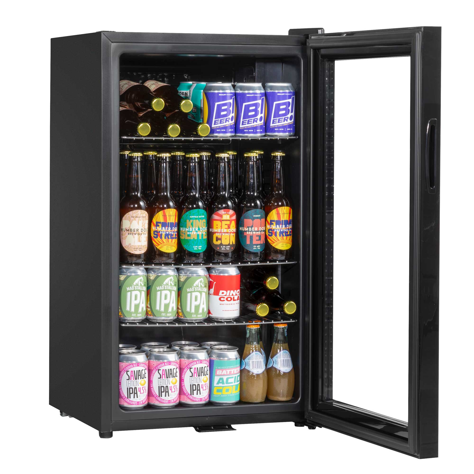 Baridi 85L Under Counter Drinks/Beer & Wine Cooler Fridge with Light - Black - DH13