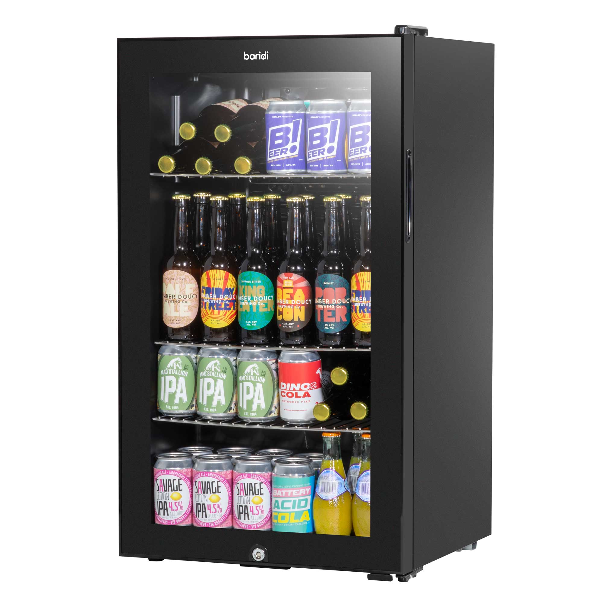 Baridi 85L Under Counter Drinks/Beer & Wine Cooler Fridge with Light - Black - DH13