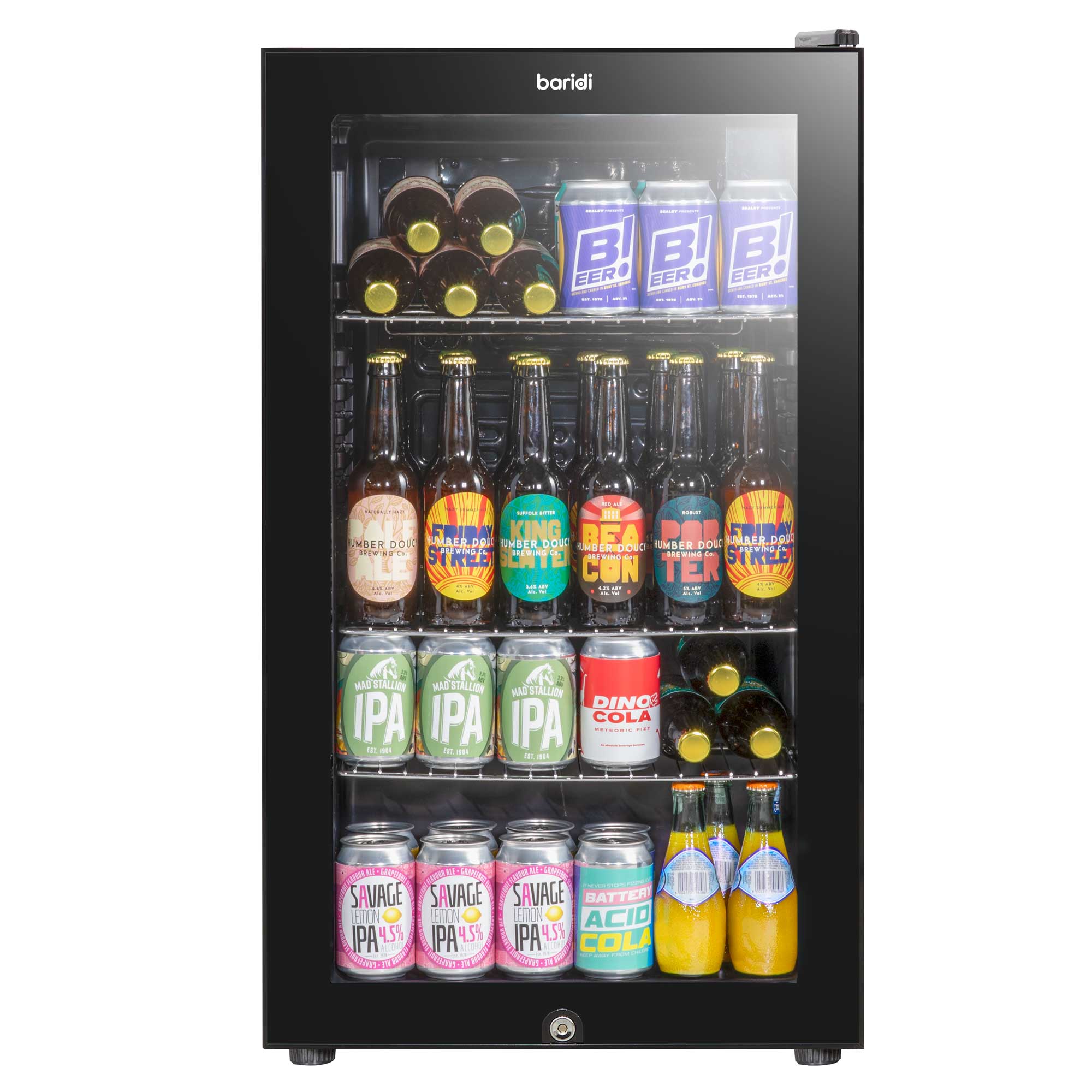 Baridi 85L Under Counter Drinks/Beer & Wine Cooler Fridge with Light - Black - DH13