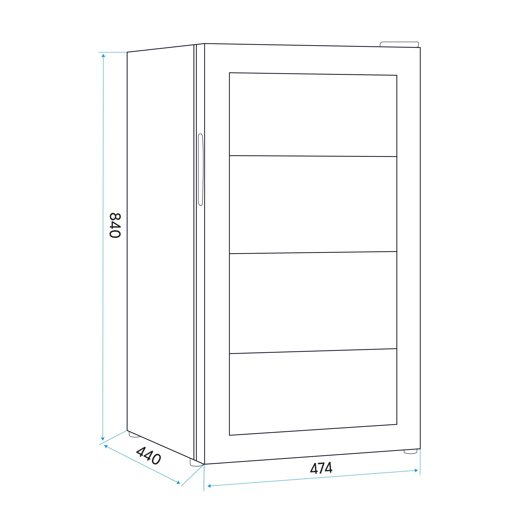 Baridi 85L Under Counter Drinks/Beer & Wine Cooler Fridge with Light - Black - DH13