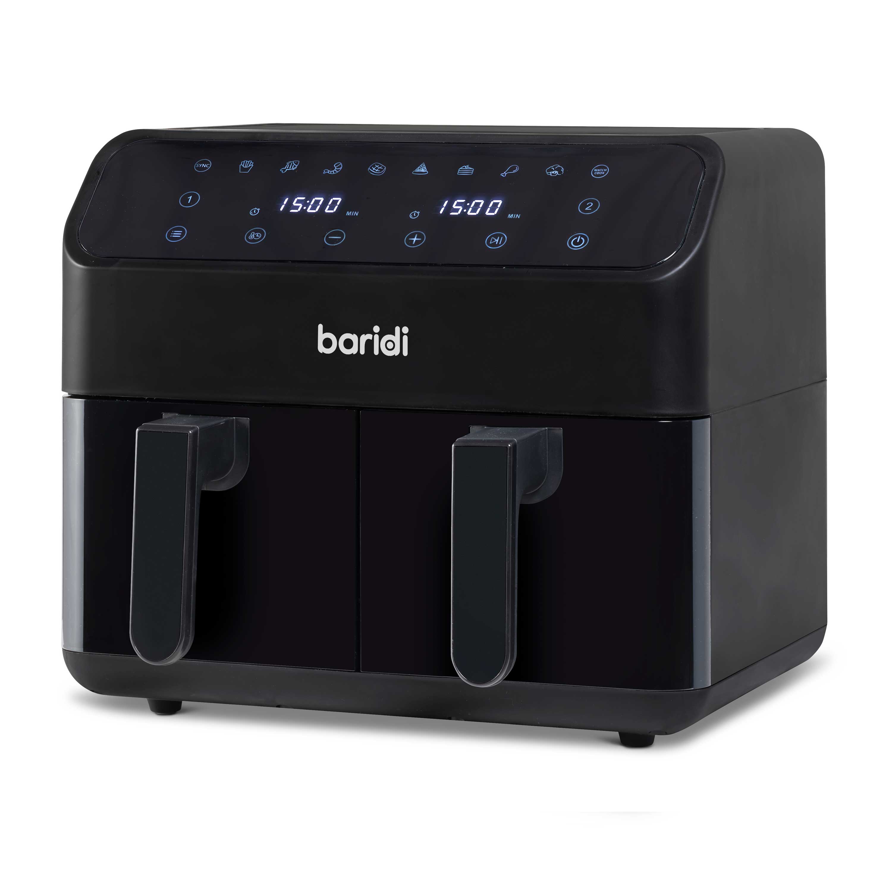 Baridi Dual Zone Air Fryer, 8 Preset Functions, 1700W, 8L, Black - DH172