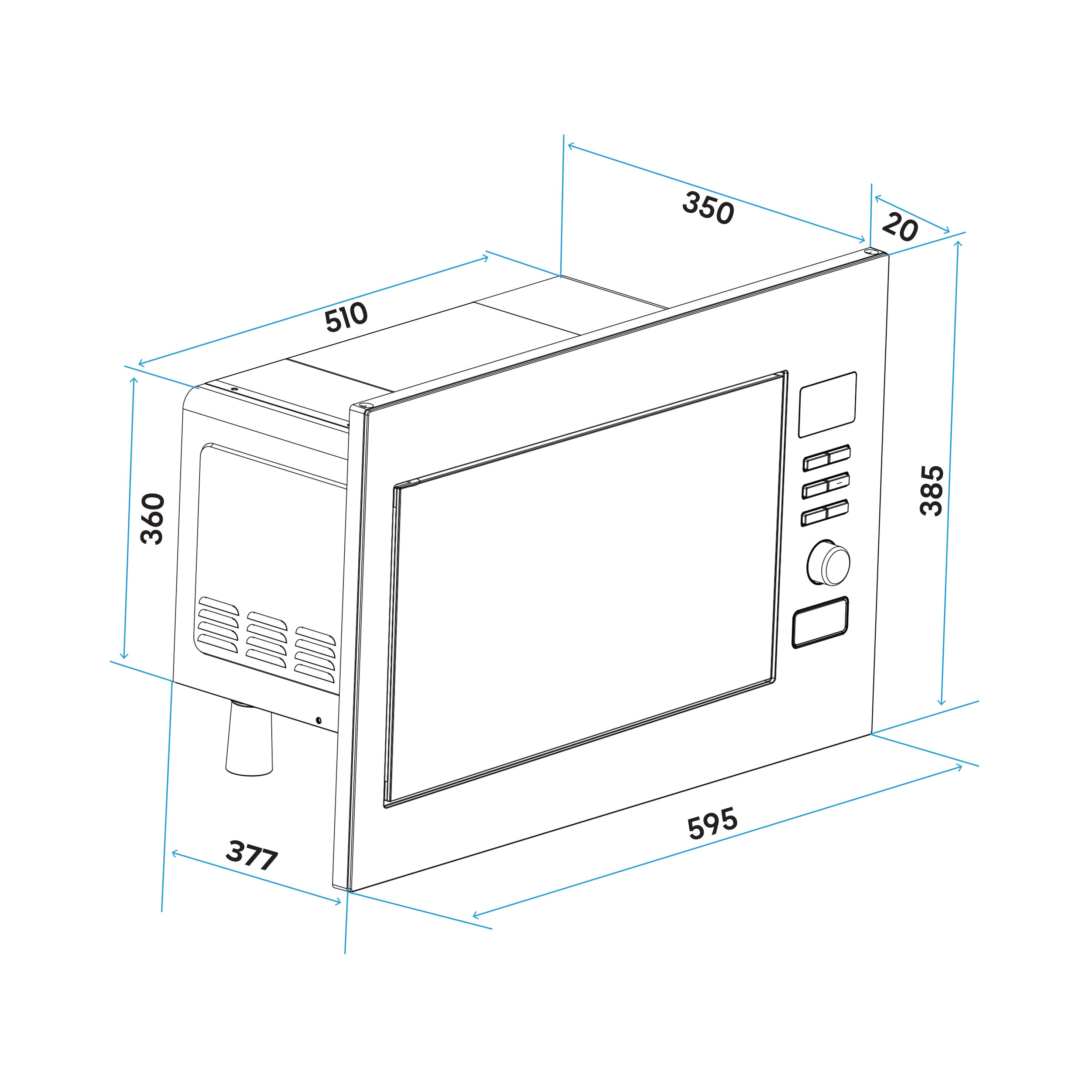 Baridi 25L Integrated Microwave Oven with Grill, 900W, Stainless Steel - DH197