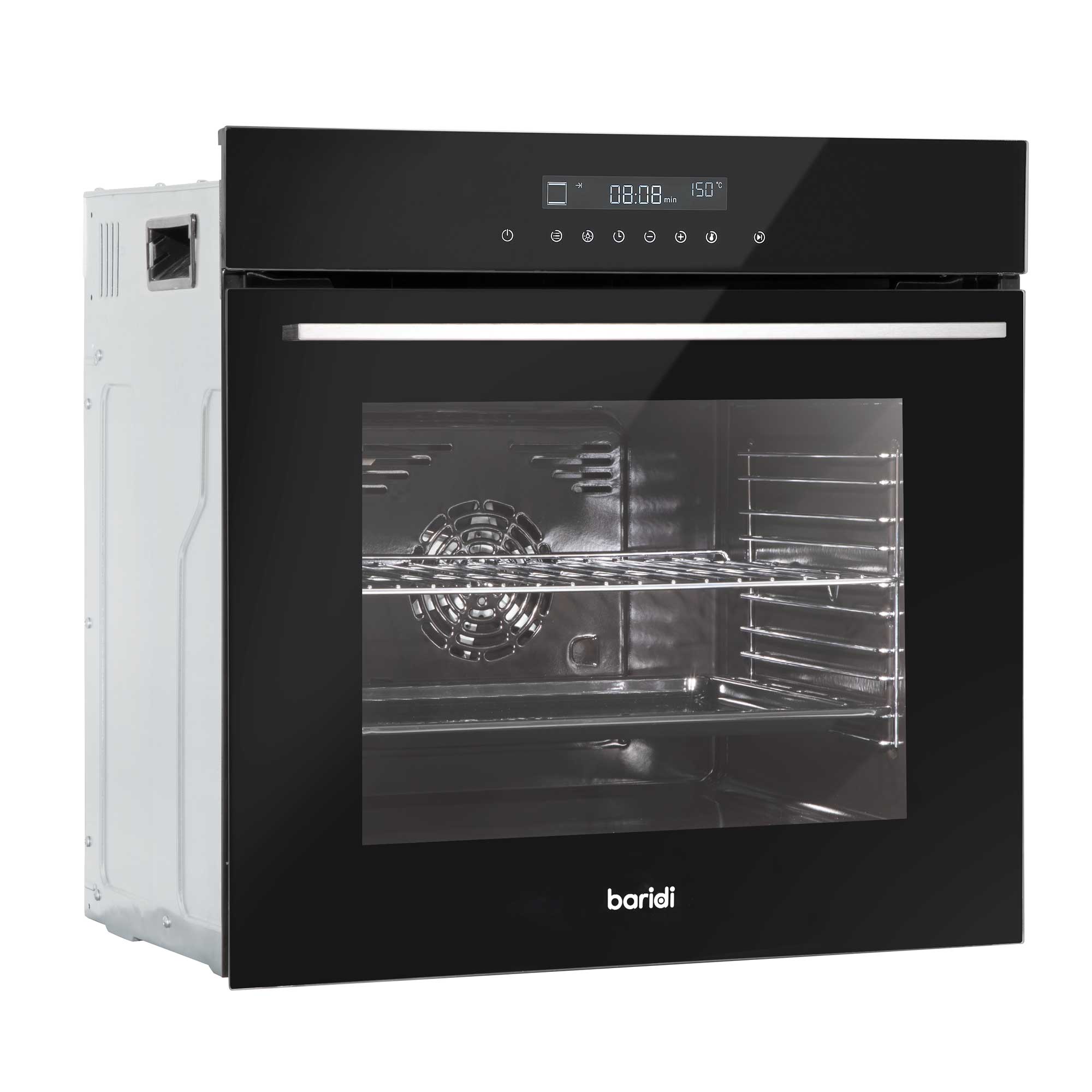 Integrated Fan-Assisted Electric Oven 60cm 72L Capacity with Warming Drawer - Black