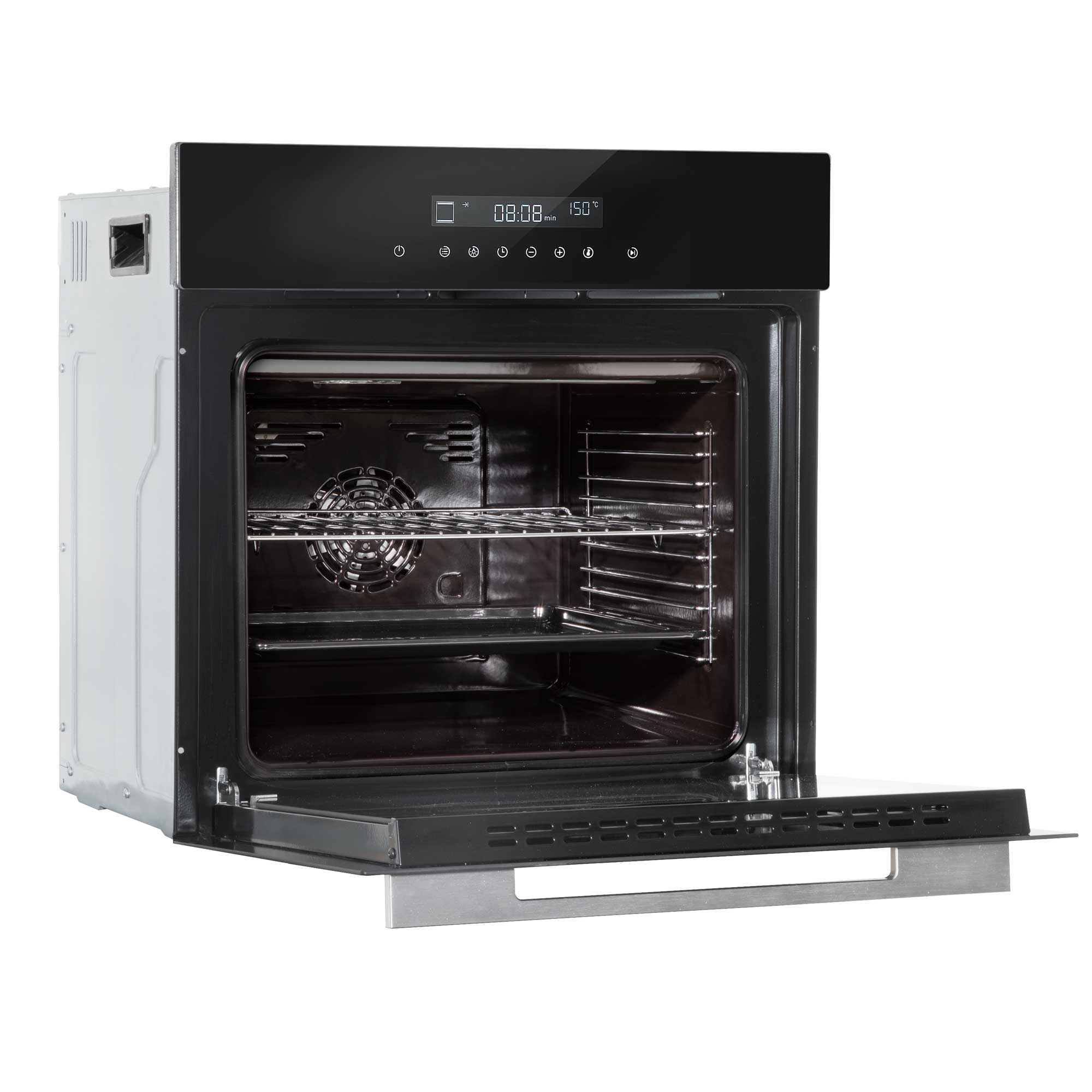 Integrated Fan-Assisted Electric Oven 60cm 72L Capacity with Warming Drawer - Black