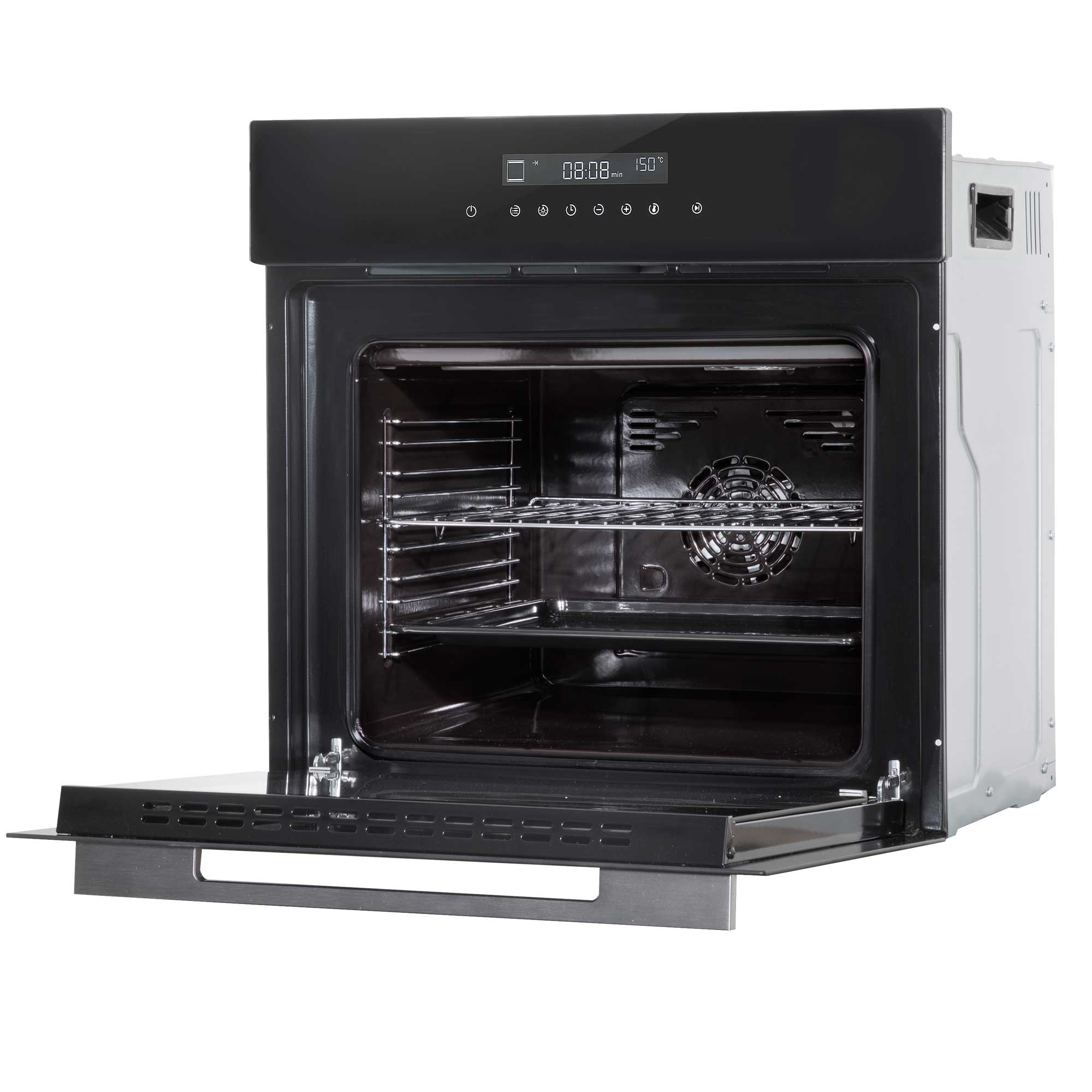 Integrated Fan-Assisted Electric Oven 60cm 72L Capacity with Warming Drawer - Black