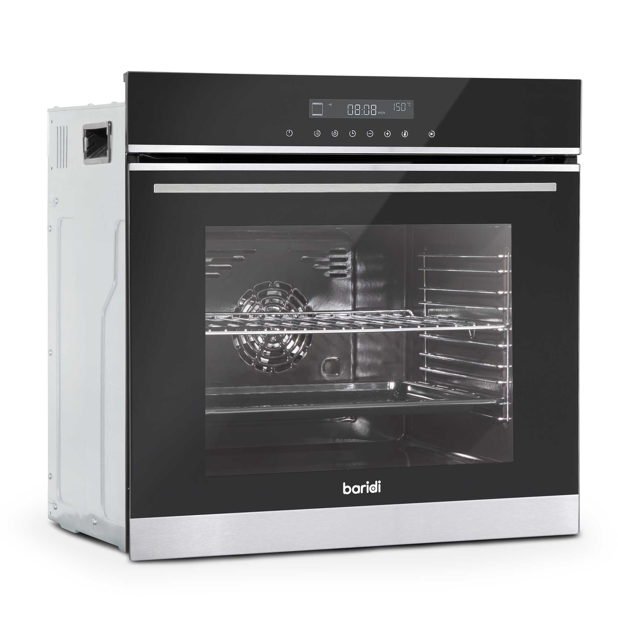 Integrated Fan-Assisted Electric Oven 60cm 72L Capacity with Warming Drawer - Black/Stainless Steel