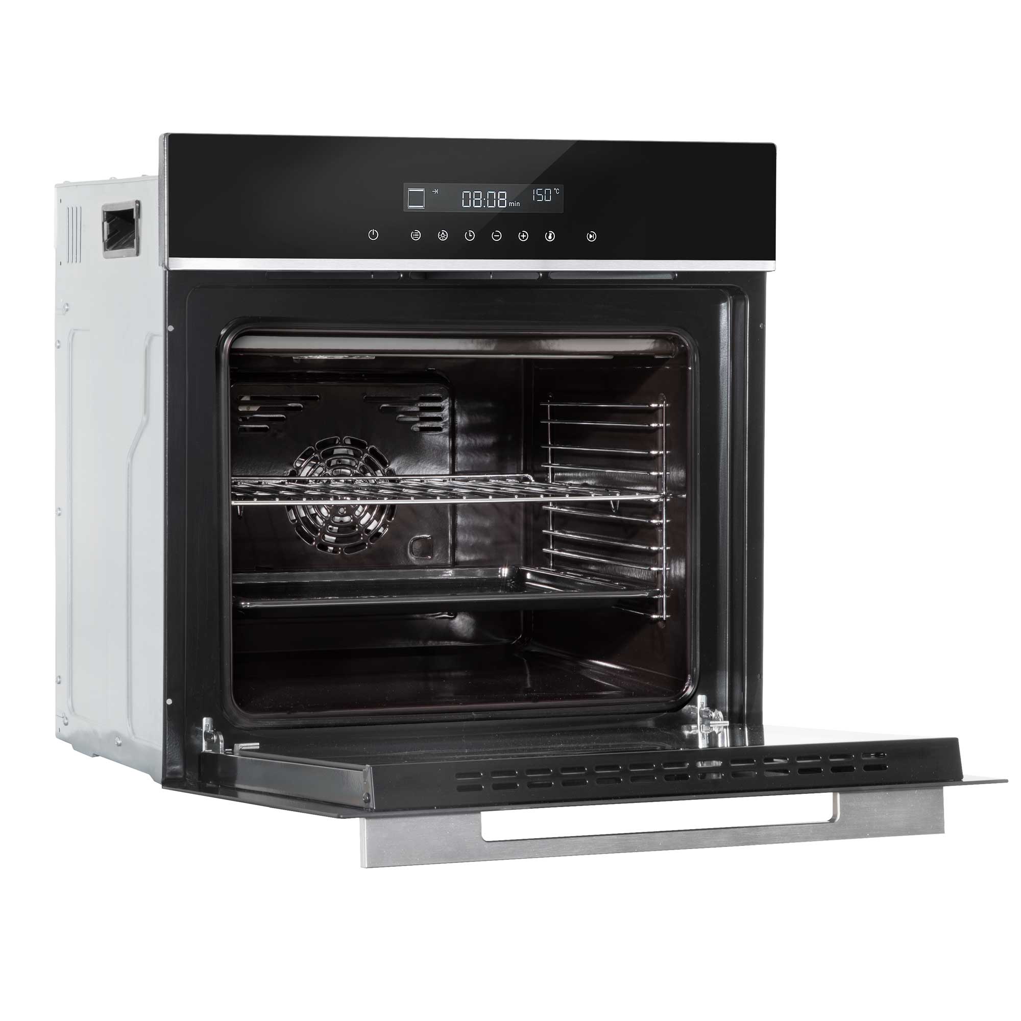 Integrated Fan-Assisted Electric Oven 60cm 72L Capacity with Warming Drawer - Black/Stainless Steel