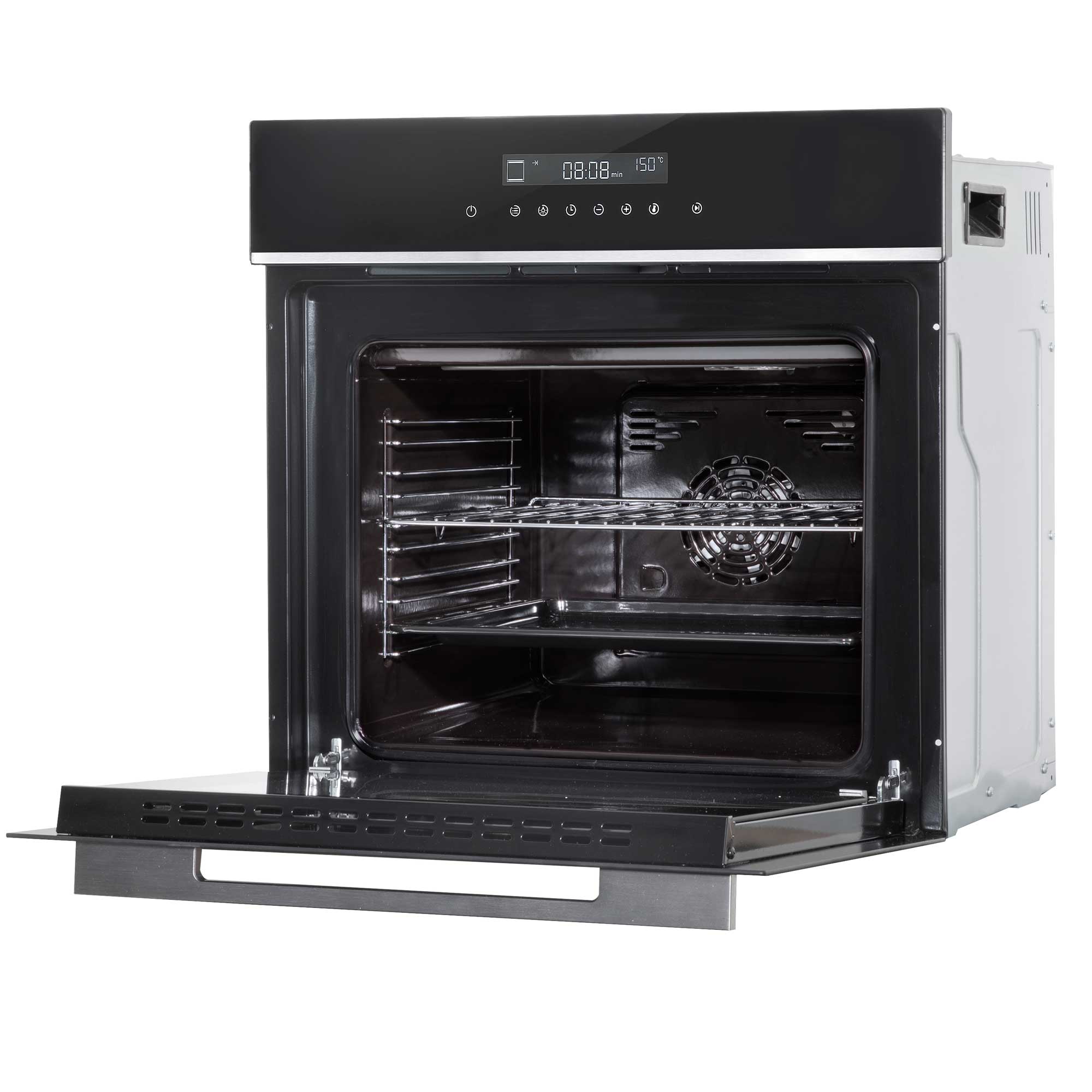 Integrated Fan-Assisted Electric Oven 60cm 72L Capacity with Warming Drawer - Black/Stainless Steel