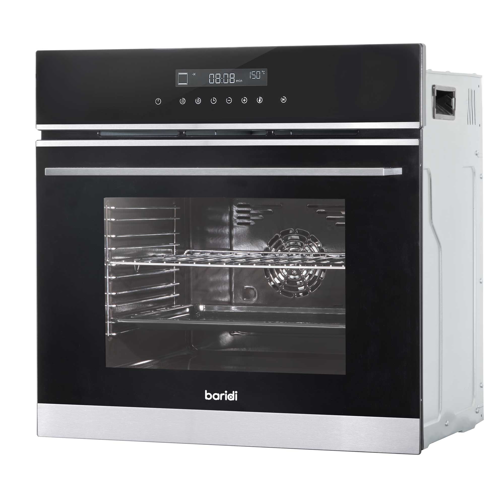 Integrated Fan-Assisted Electric Oven 60cm 72L Capacity with Warming Drawer - Black/Stainless Steel