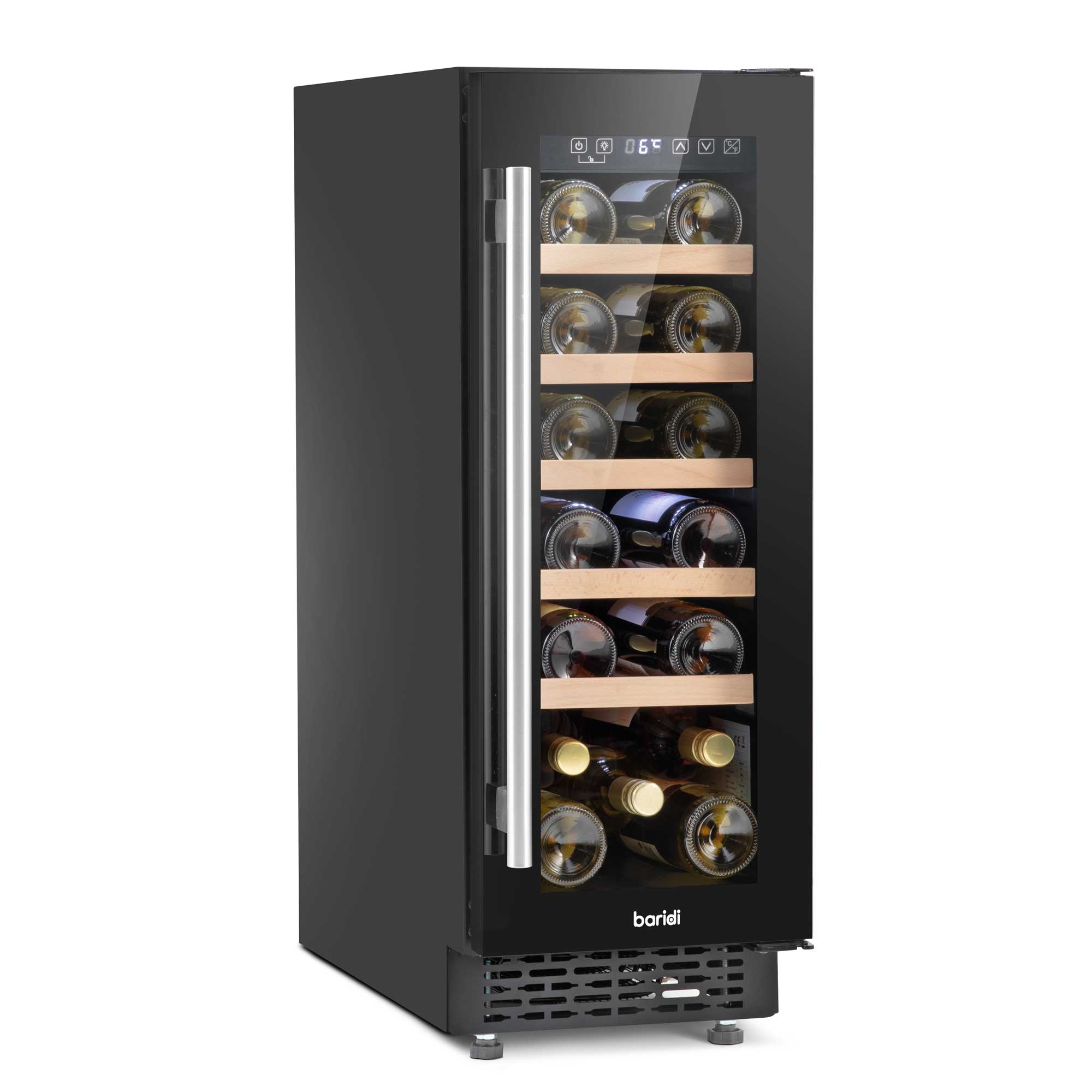 Baridi 20 Bottle Slim 30cm Built-In Wine Cooler with Digital Touchscreen Controls - DH203