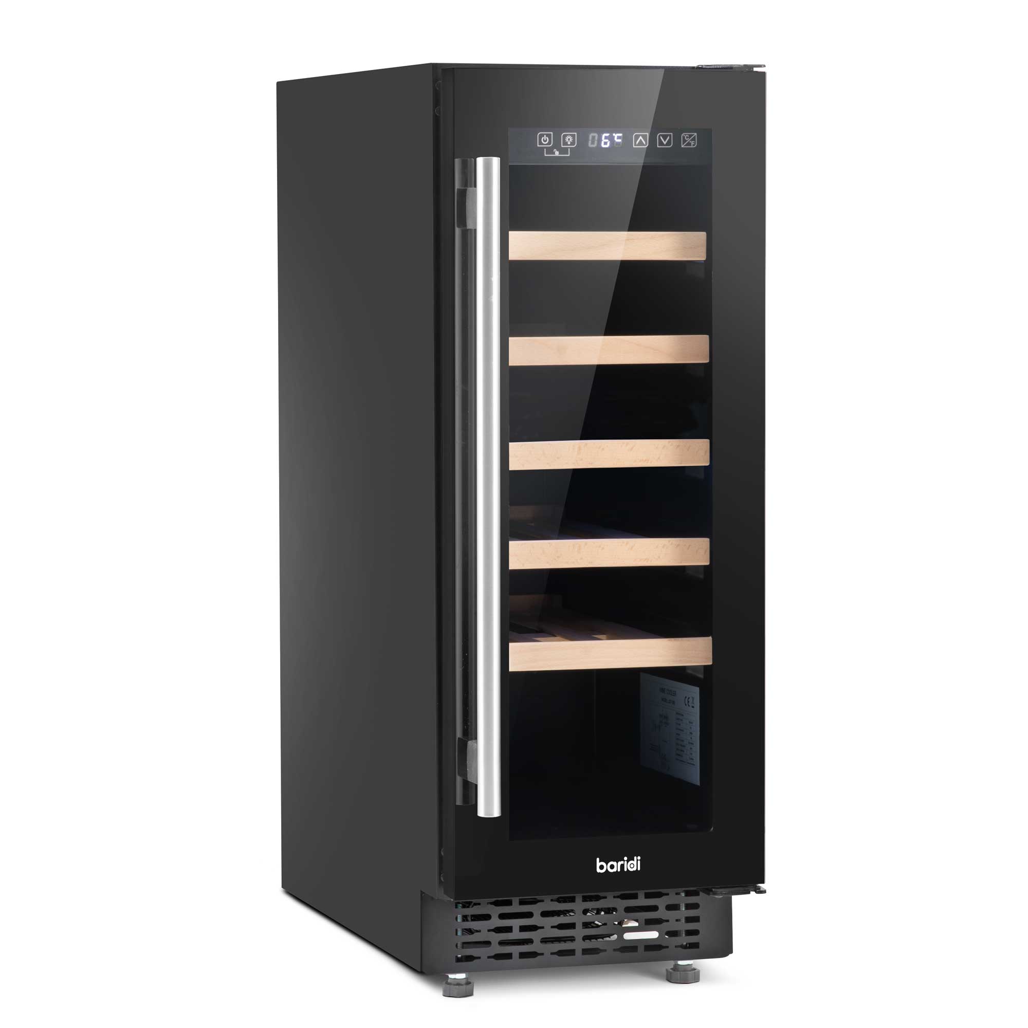 Baridi 20 Bottle Slim 30cm Built-In Wine Cooler with Digital Touchscreen Controls - DH203