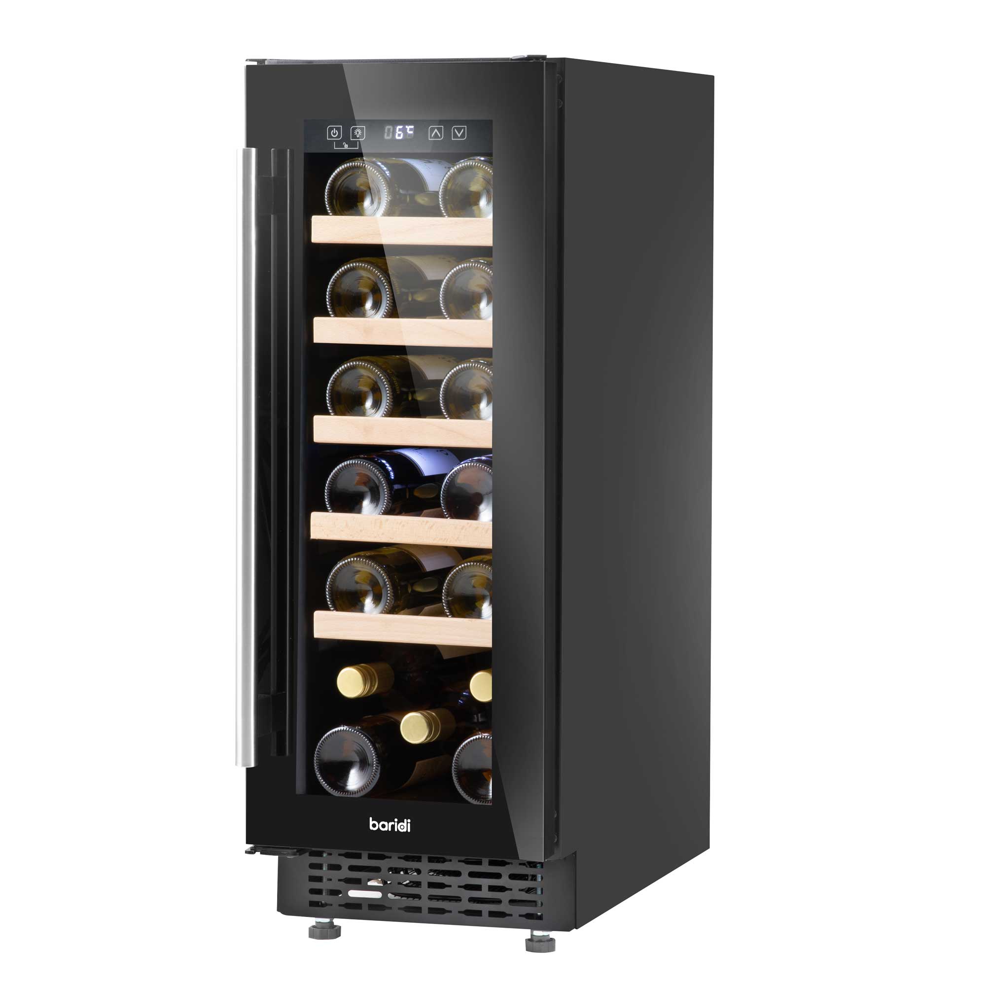 Baridi 20 Bottle Slim 30cm Built-In Wine Cooler with Digital Touchscreen Controls - DH203