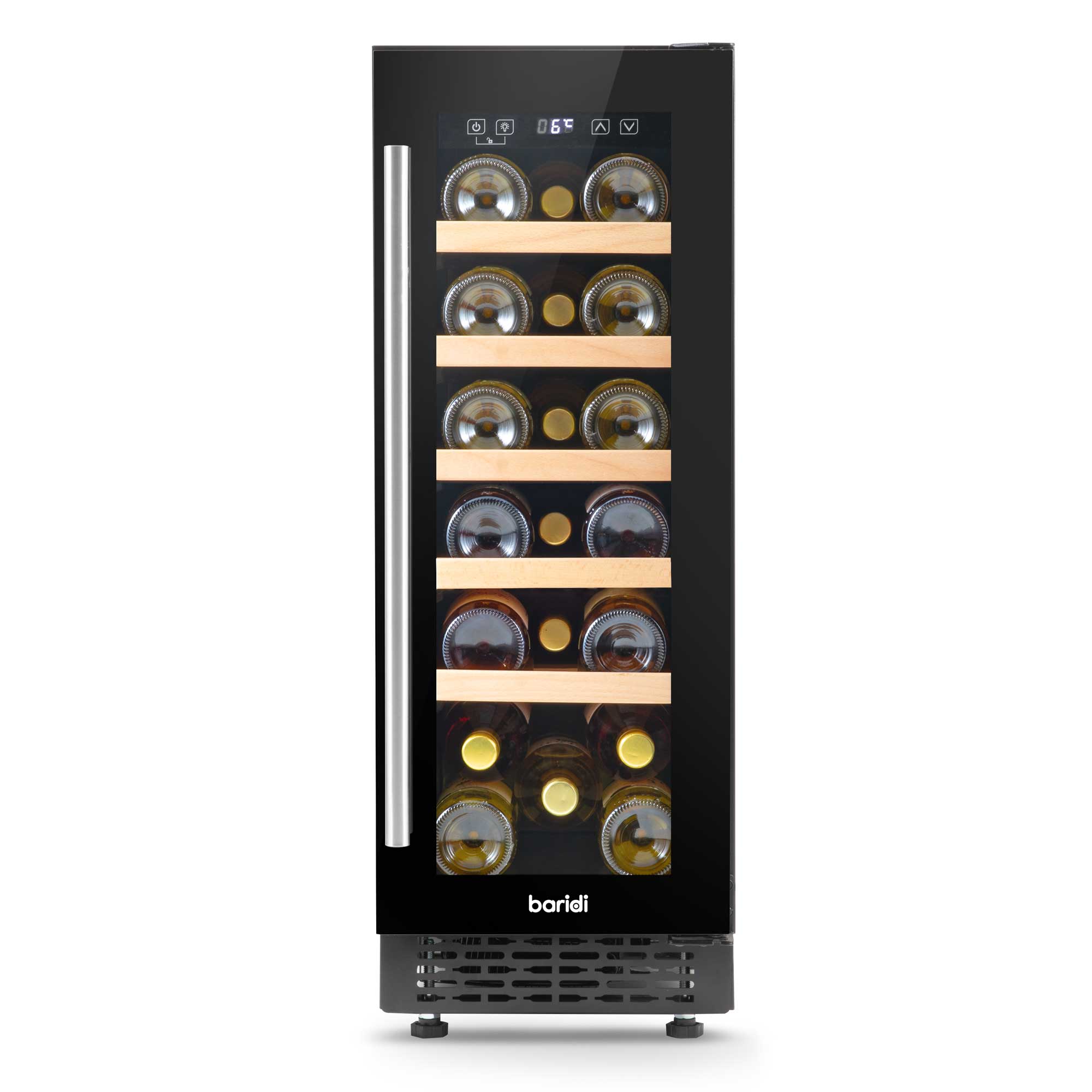 Baridi 20 Bottle Slim 30cm Built-In Wine Cooler with Digital Touchscreen Controls - DH203