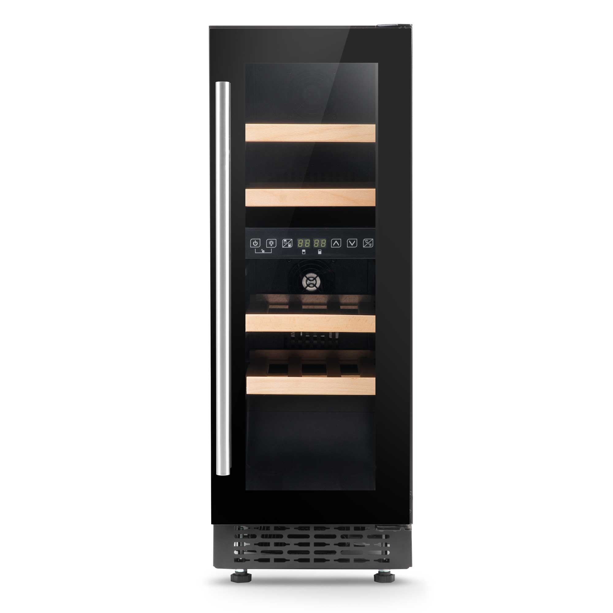 Baridi 17 Bottle Dual Zone Slim Built-In 30cm Wine Cooler, Touch Screen Controls, Black - DH204