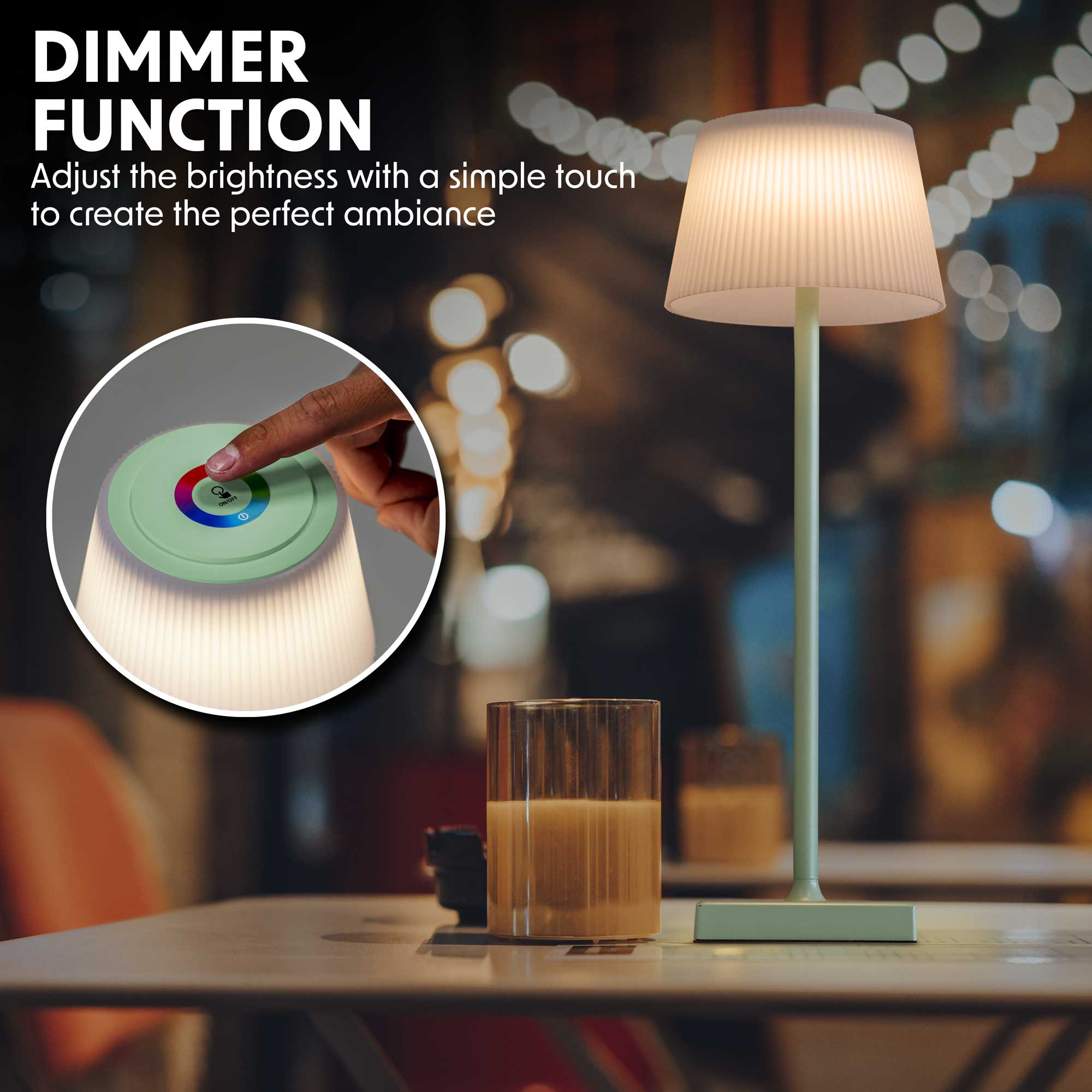 Rechargeable Table Lamp for Home, Office, Restaurants, RGB Colours - Green - DH214