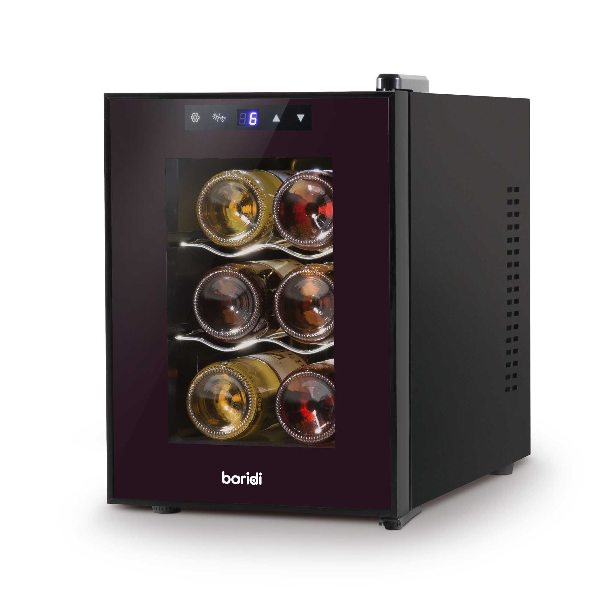 Baridi 6 Bottle Wine Cooler, Thermoelectric, 5-18°C, Touch Controls, Table Top - DH217