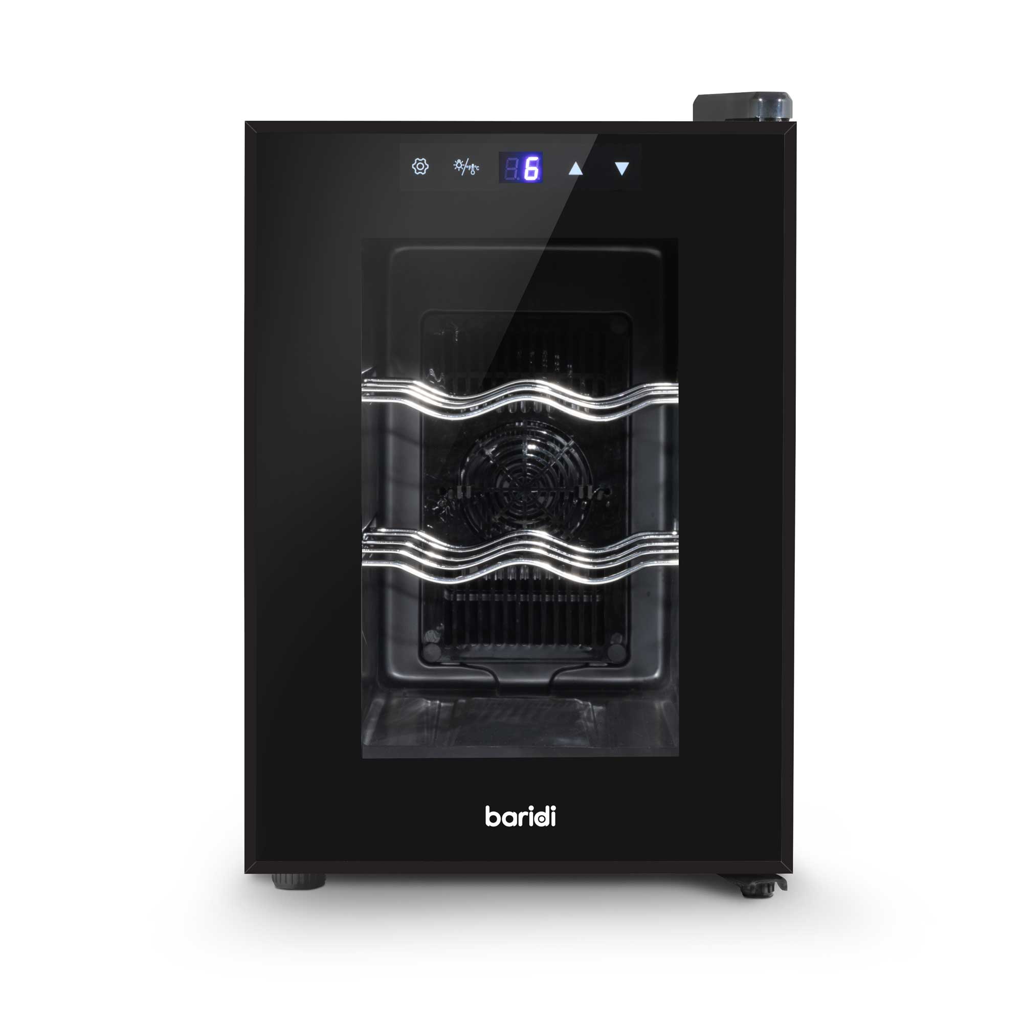 Baridi 6 Bottle Wine Cooler, Thermoelectric, 5-18°C, Touch Controls, Table Top - DH217