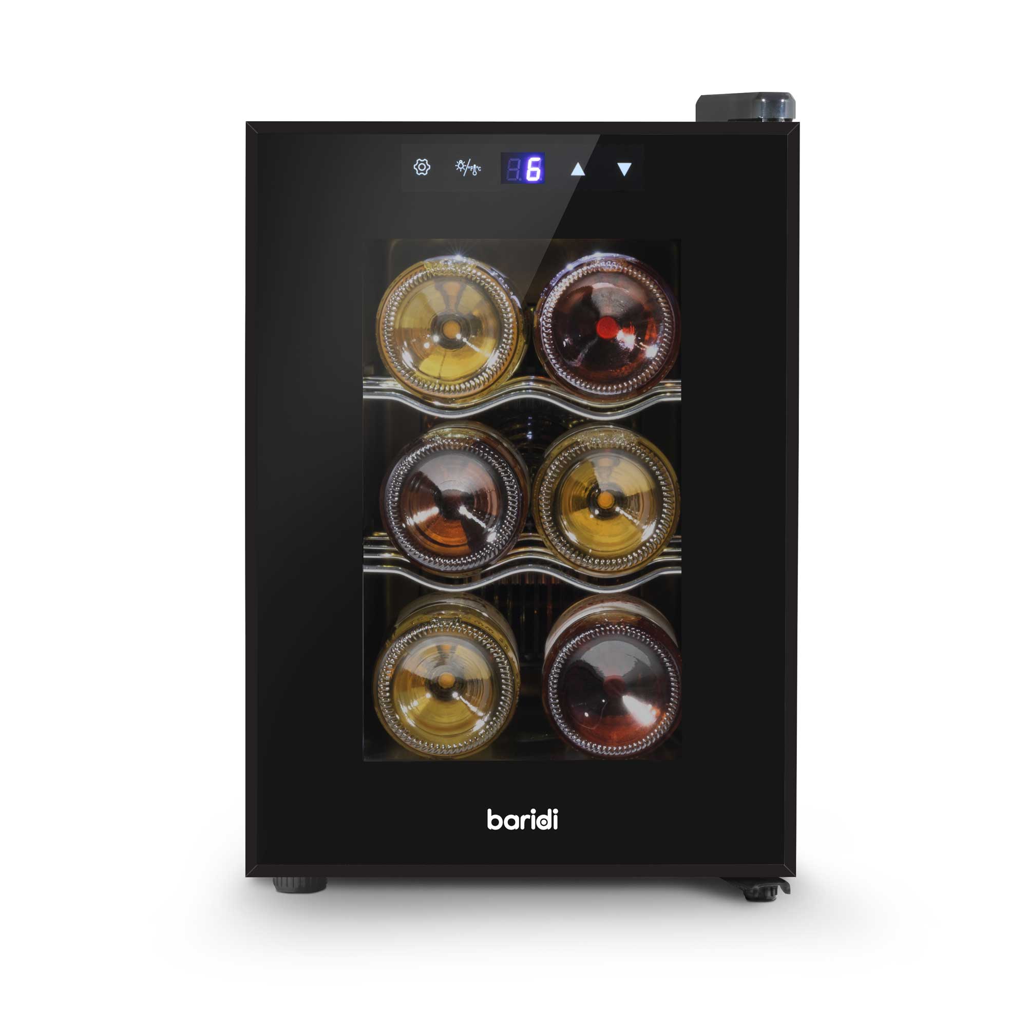 Baridi 6 Bottle Wine Cooler, Thermoelectric, 5-18°C, Touch Controls, Table Top - DH217