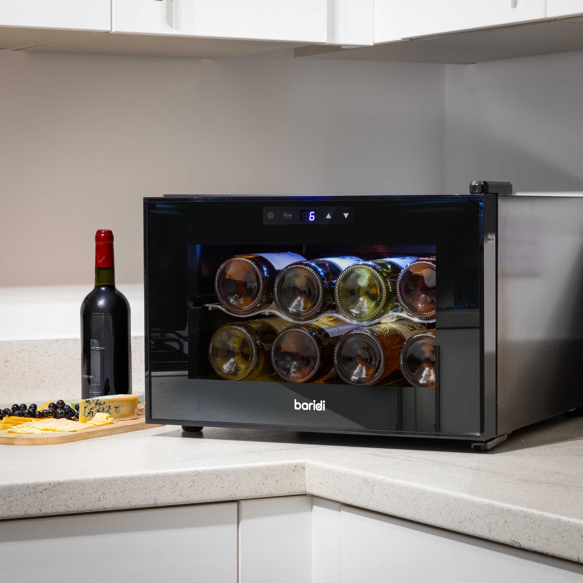 Baridi 8 Bottle Wine Cooler, Thermoelectric, 5-18°C, Touch Control, Table Top - DH218