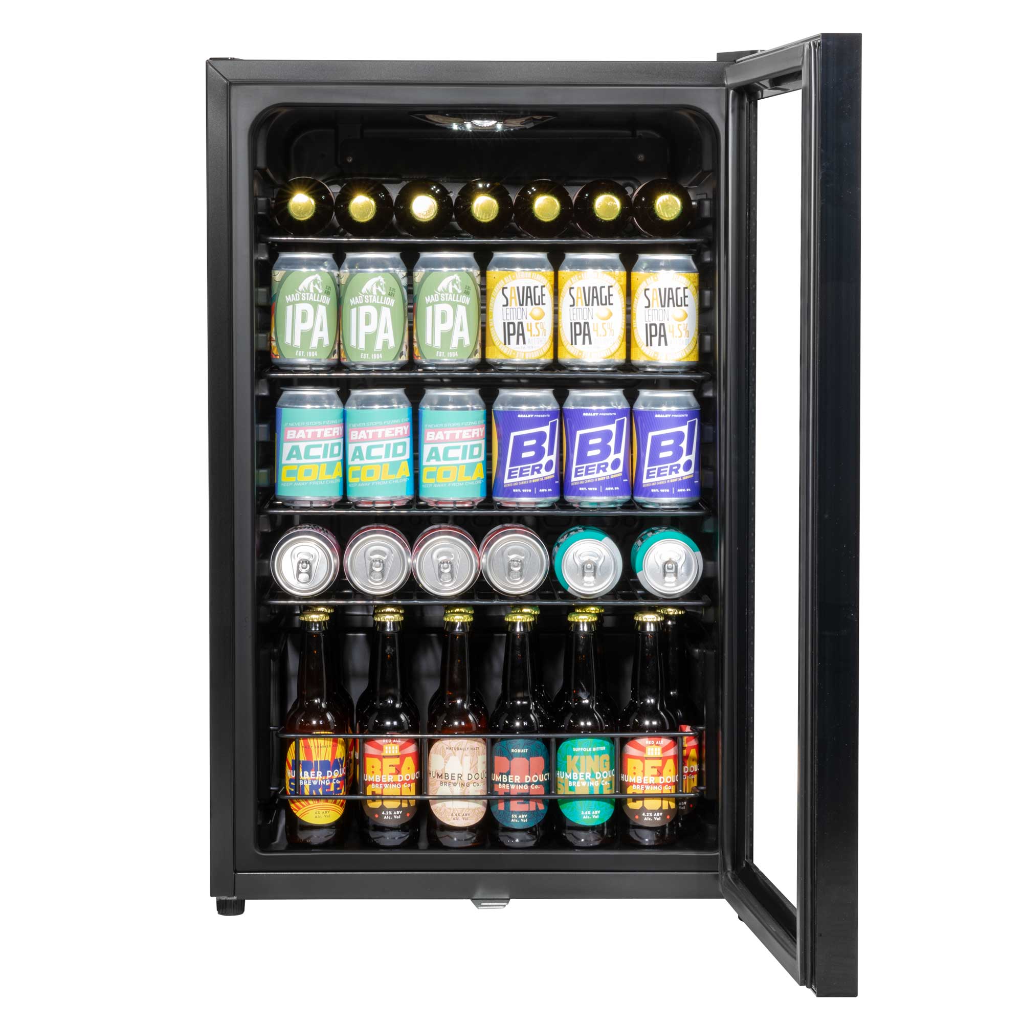 Baridi 115L Under Counter Drinks/Beer & Wine Cooler Fridge with Light - Black - DH223