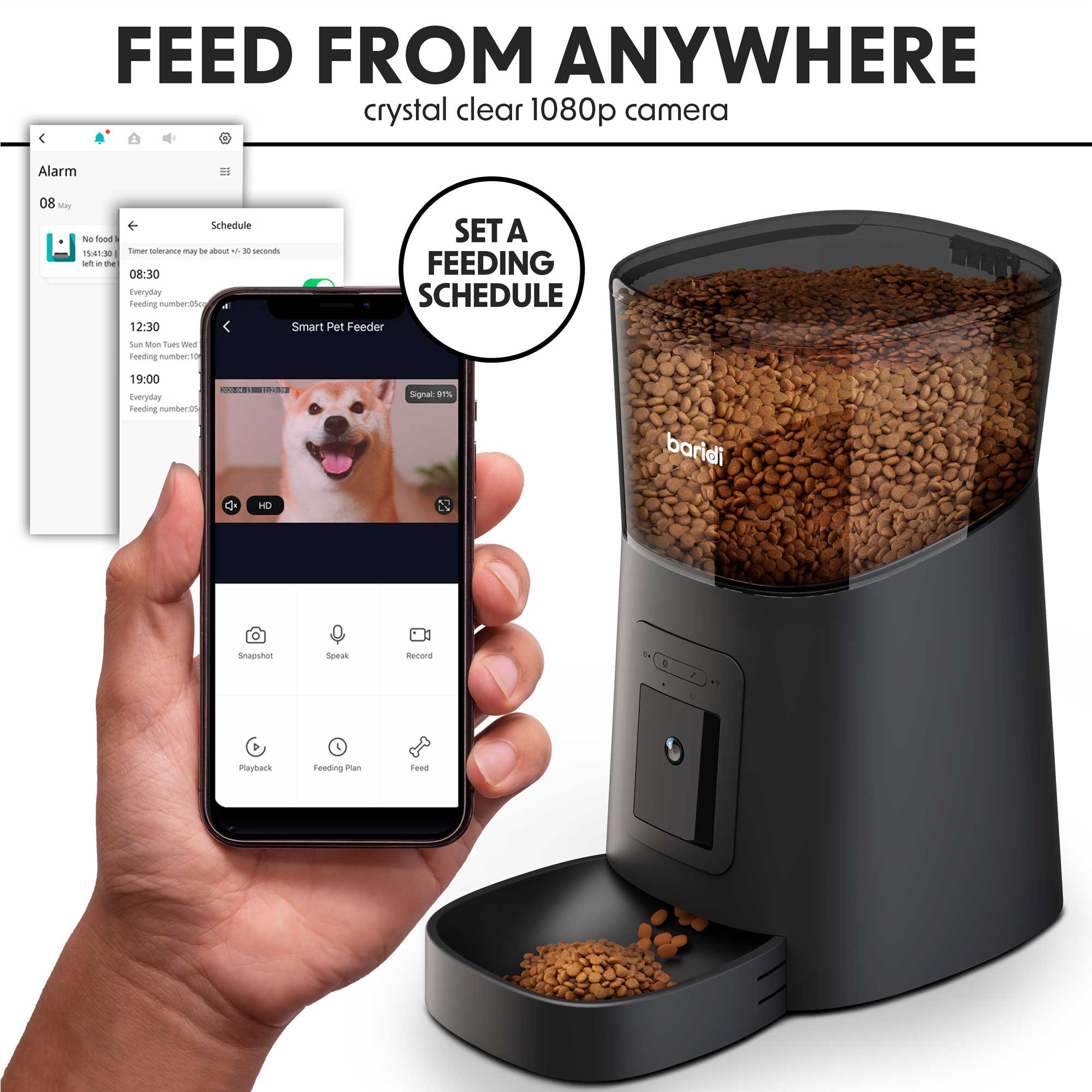 Automatic Pet Feeder with Camera & 2-Way Audio, 6L Capacity, TUYA Compatibility - DH231