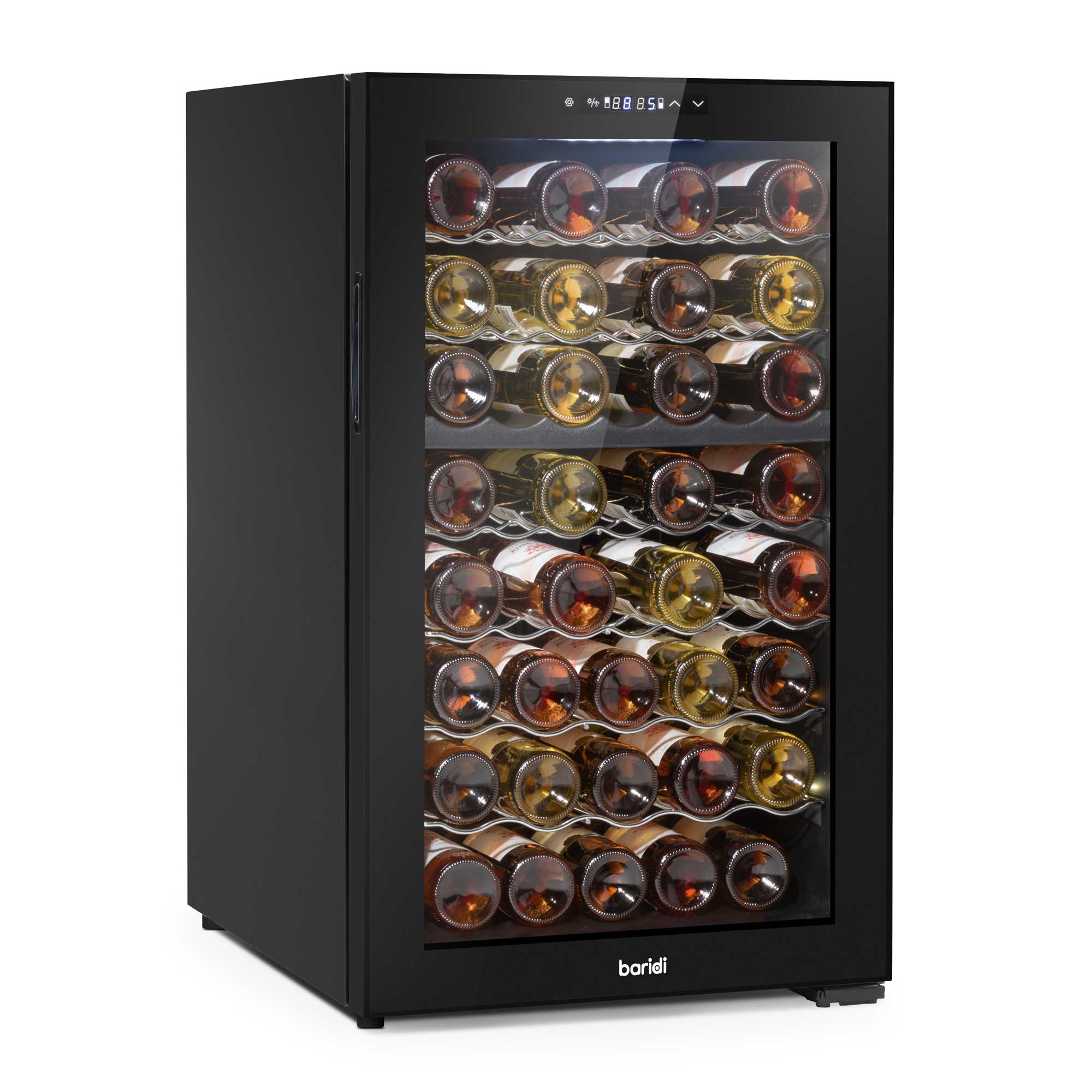 Baridi 52 Bottle Dual Zone Wine Cooler, Fridge, Touch Controls, LED - Black - DH236