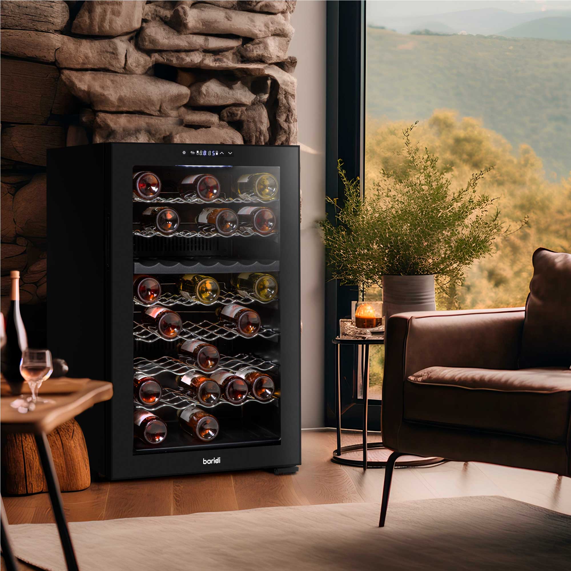 Baridi 52 Bottle Dual Zone Wine Cooler, Fridge, Touch Controls, LED - Black - DH236