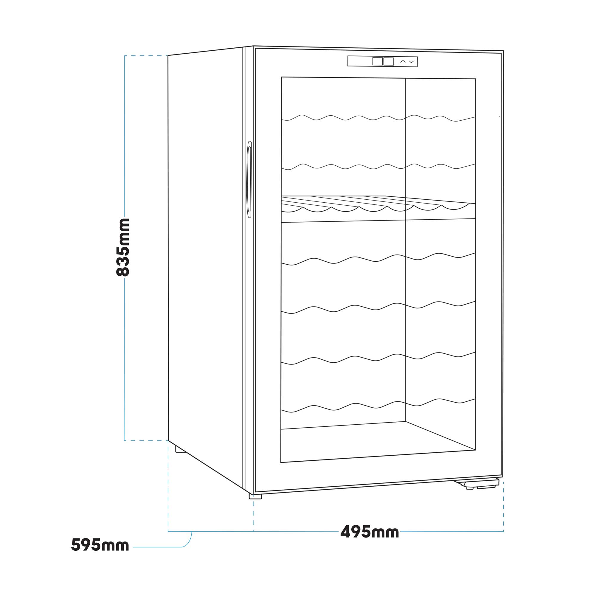 Baridi 52 Bottle Dual Zone Wine Cooler, Fridge, Touch Controls, LED - Black - DH236