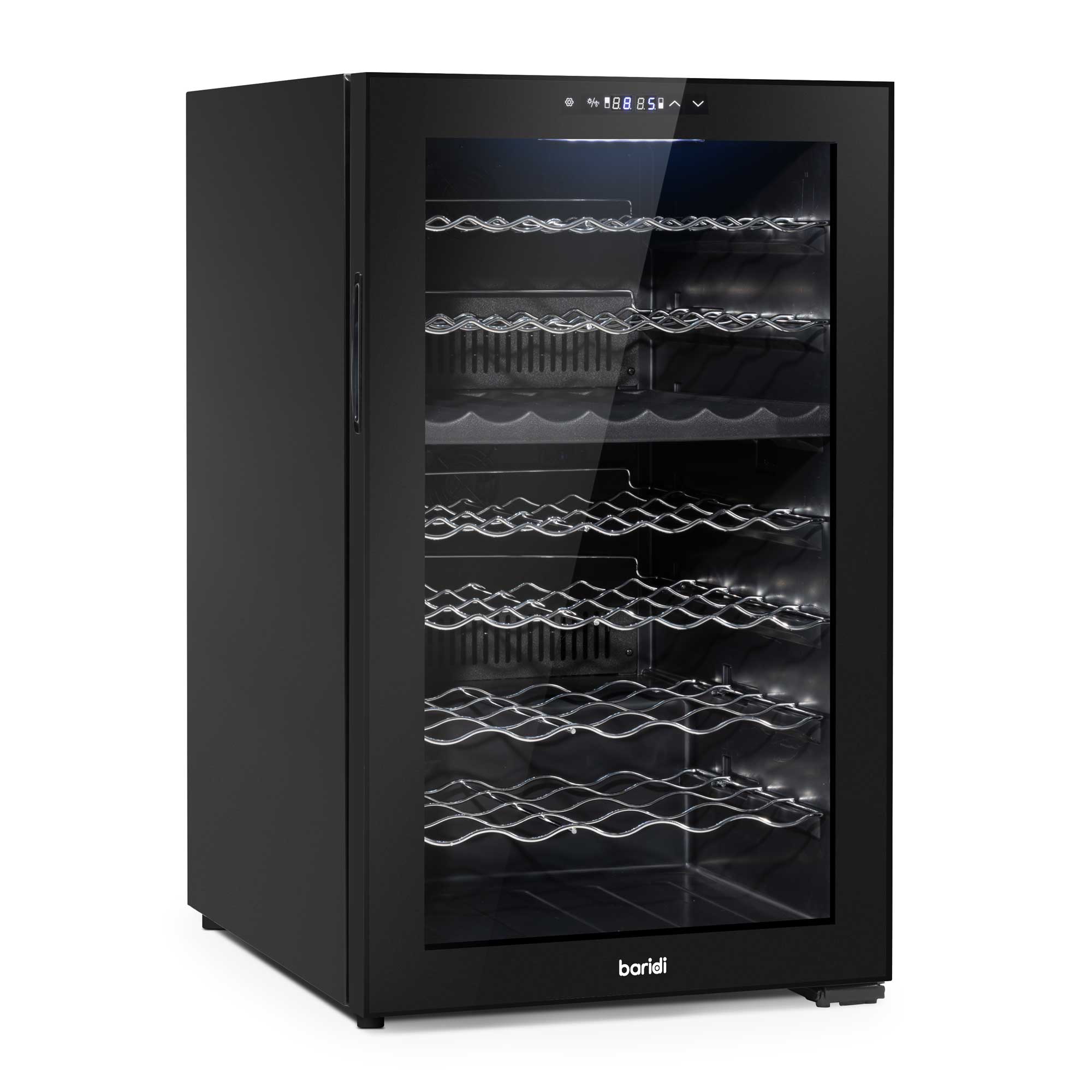 Baridi 52 Bottle Dual Zone Wine Cooler, Fridge, Touch Controls, LED - Black - DH236