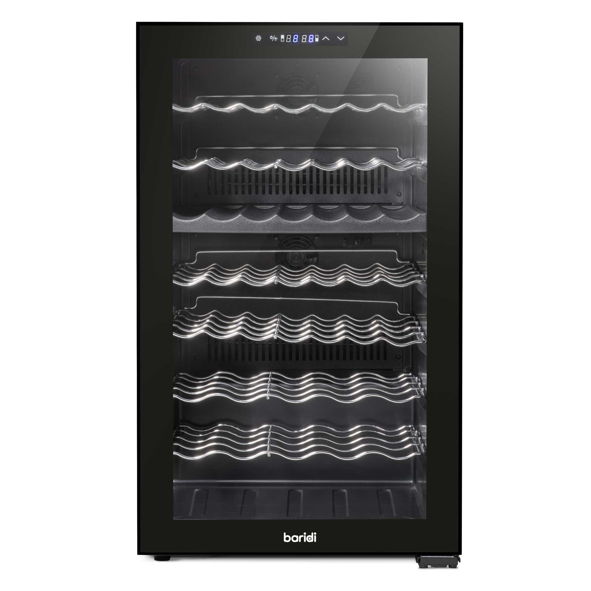 Baridi 52 Bottle Dual Zone Wine Cooler, Fridge, Touch Controls, LED - Black - DH236