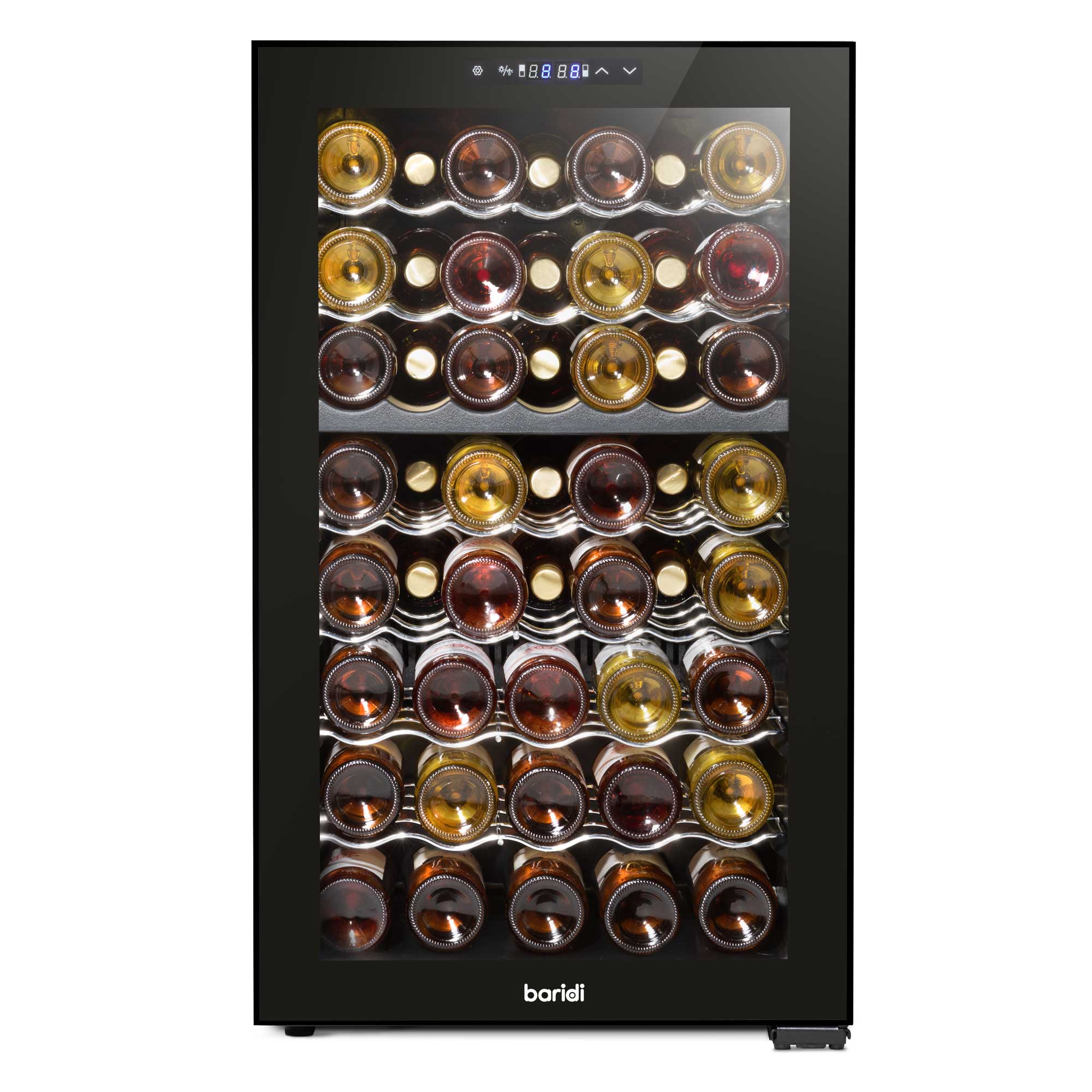 Baridi 52 Bottle Dual Zone Wine Cooler, Fridge, Touch Controls, LED - Black - DH236