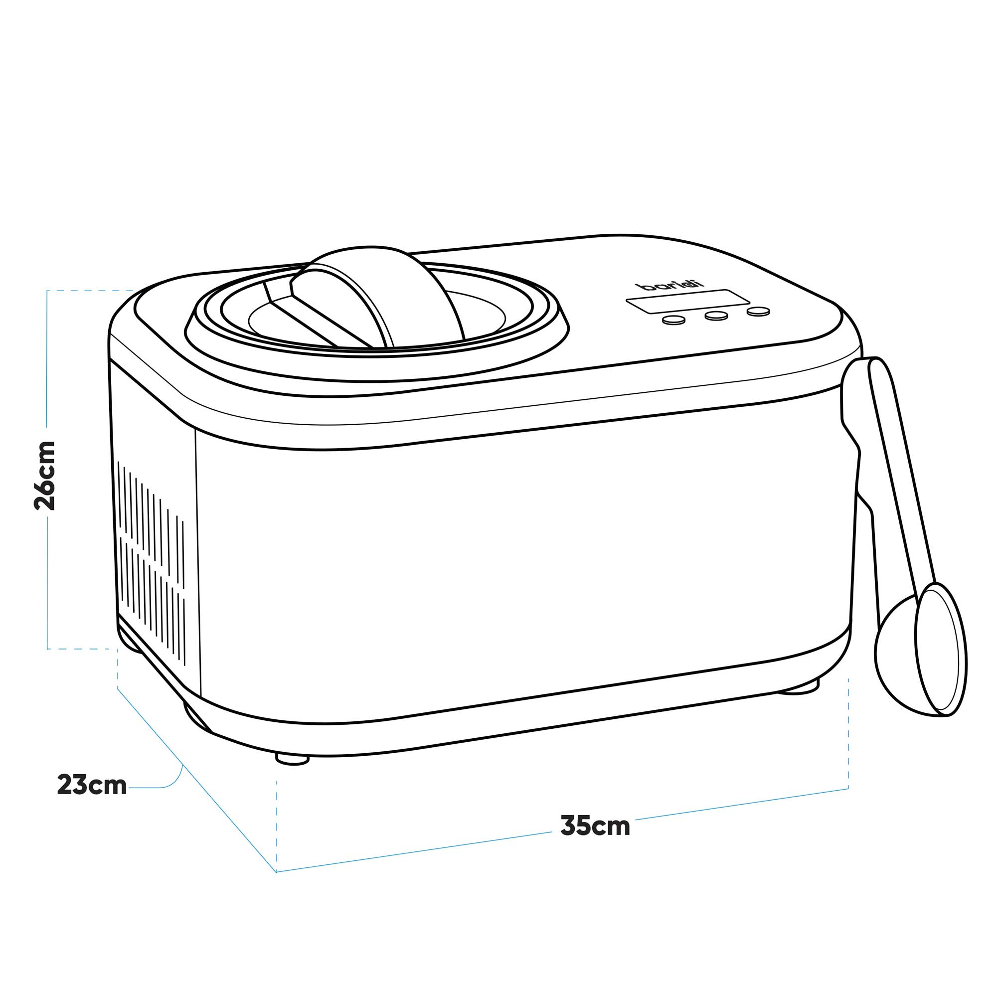 Baridi 1L Ice Cream Machine with Fast Freeze Compressor Cooling - DH238